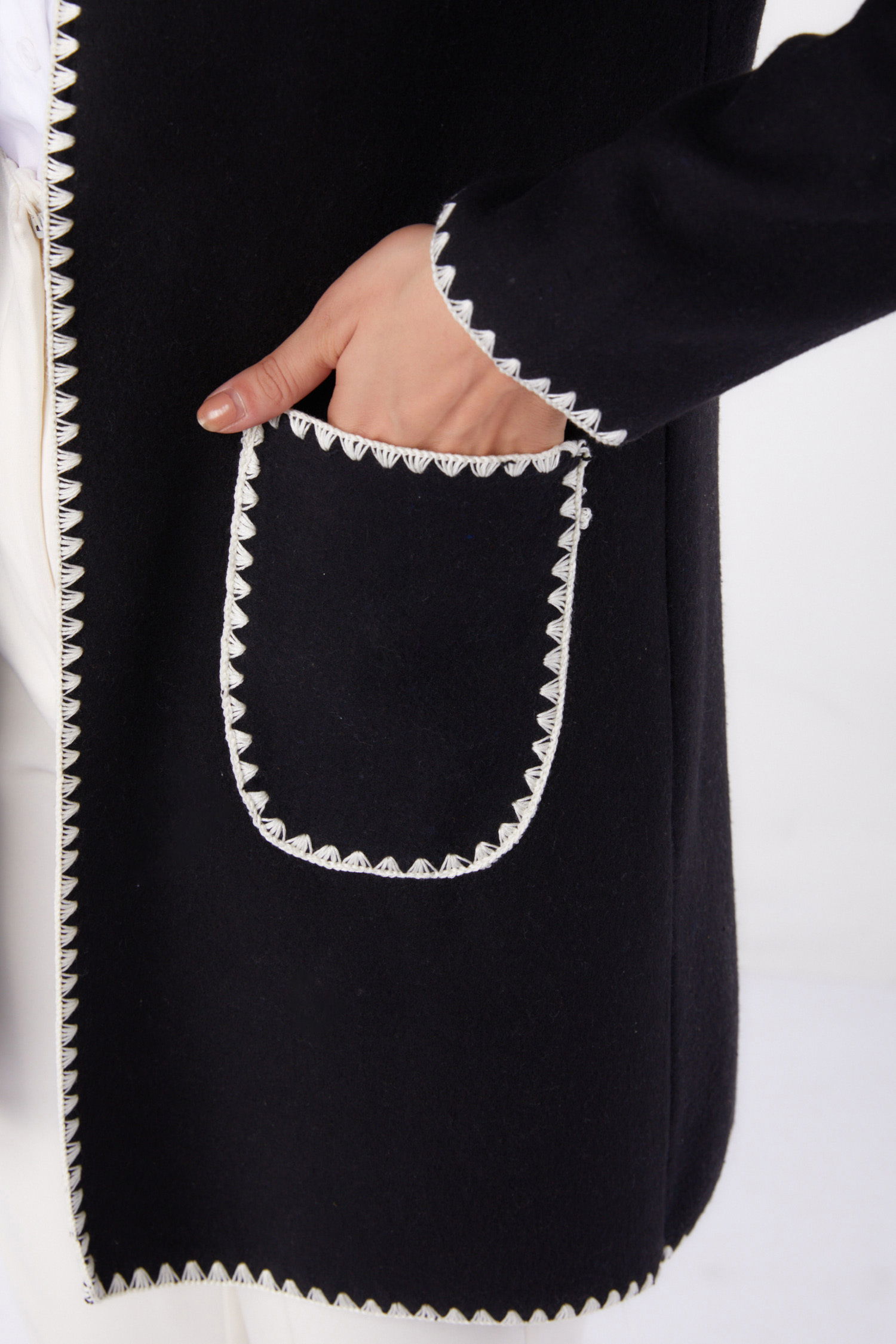 Nakışlı Ceket - 27766-SIYAH - 6