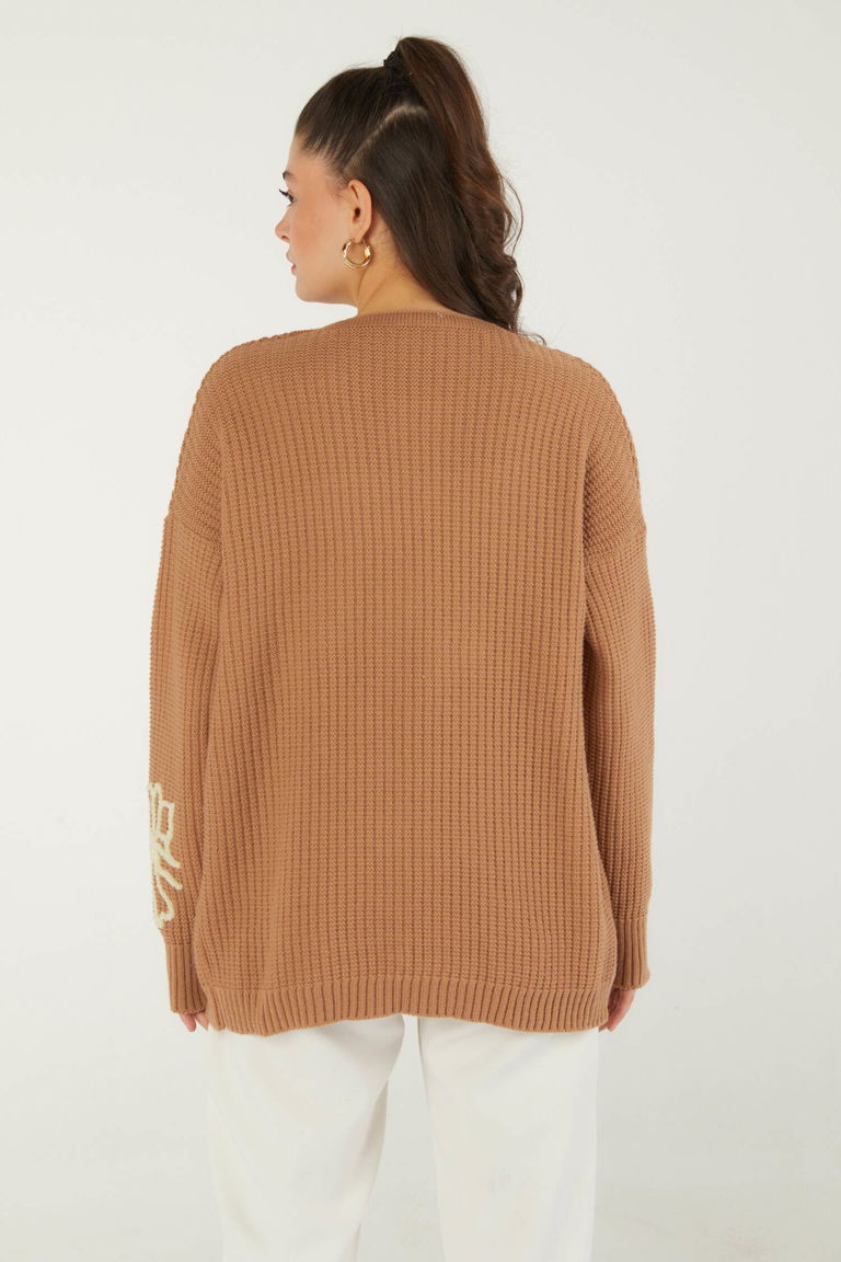 Nakışlı Düğmeli Triko Hırka - 27629 - TOFİSA