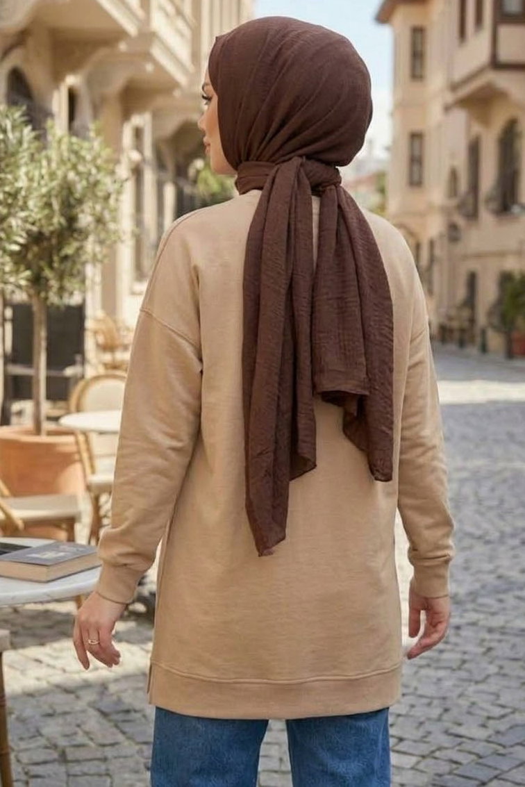 Nakışlı Fiyonk Detaylı Tunik Bej - 28777-BEJ - 4