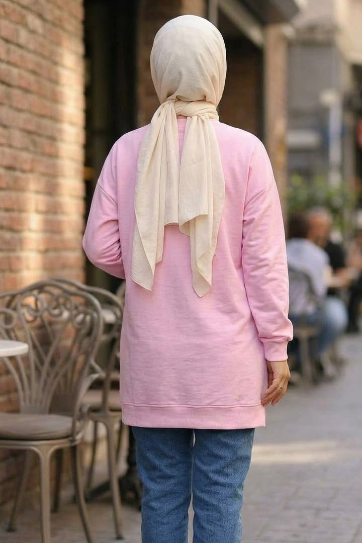 Nakışlı Fiyonk Detaylı Tunik Pembe - 28777-PEMBE - 4