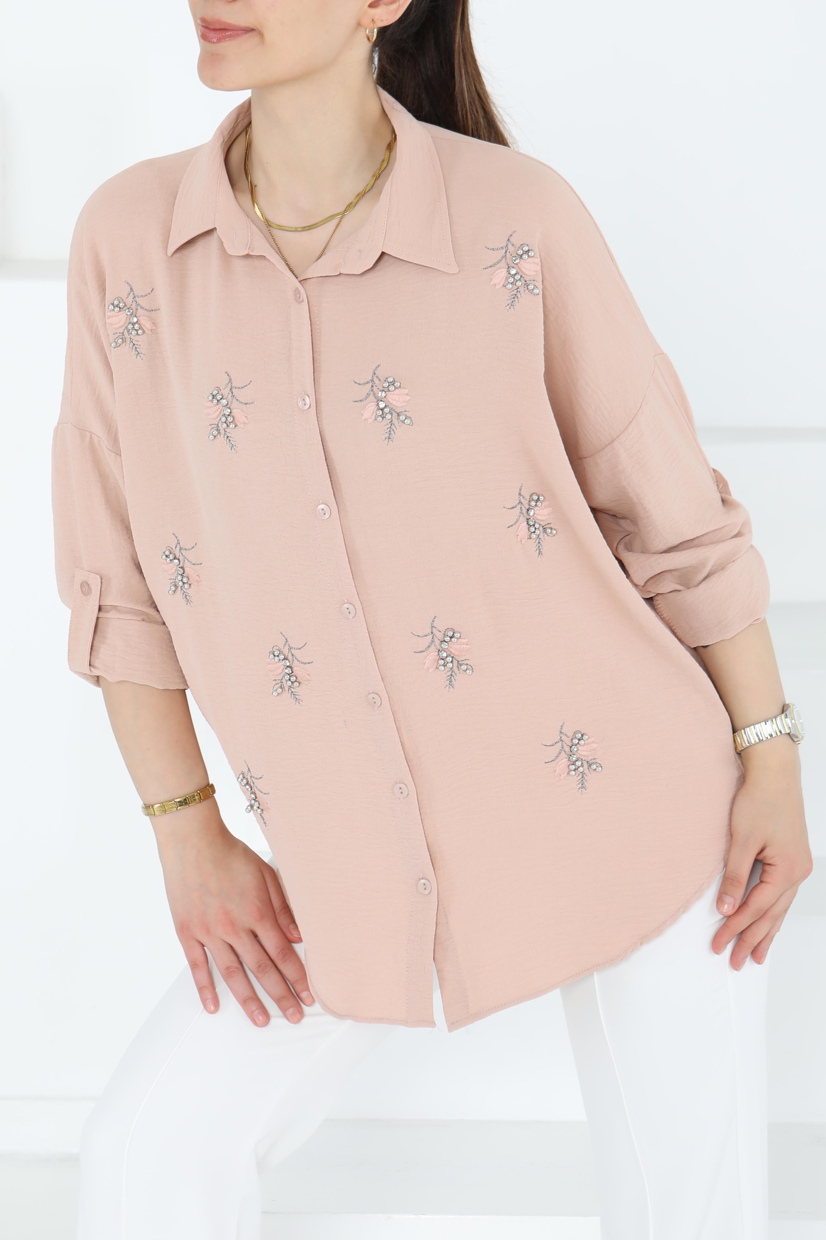 Nakışlı İncili Gömlek - 27244 - 2