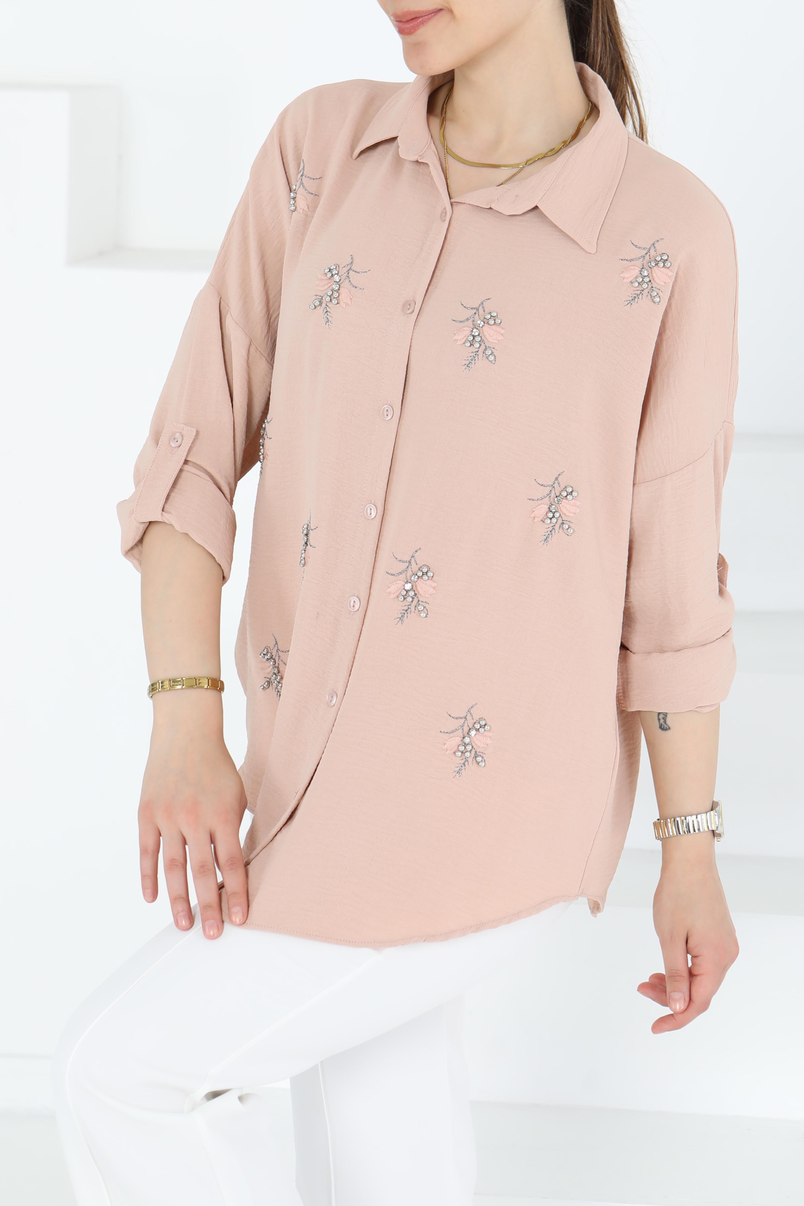 Nakışlı İncili Gömlek - 27244 - 3