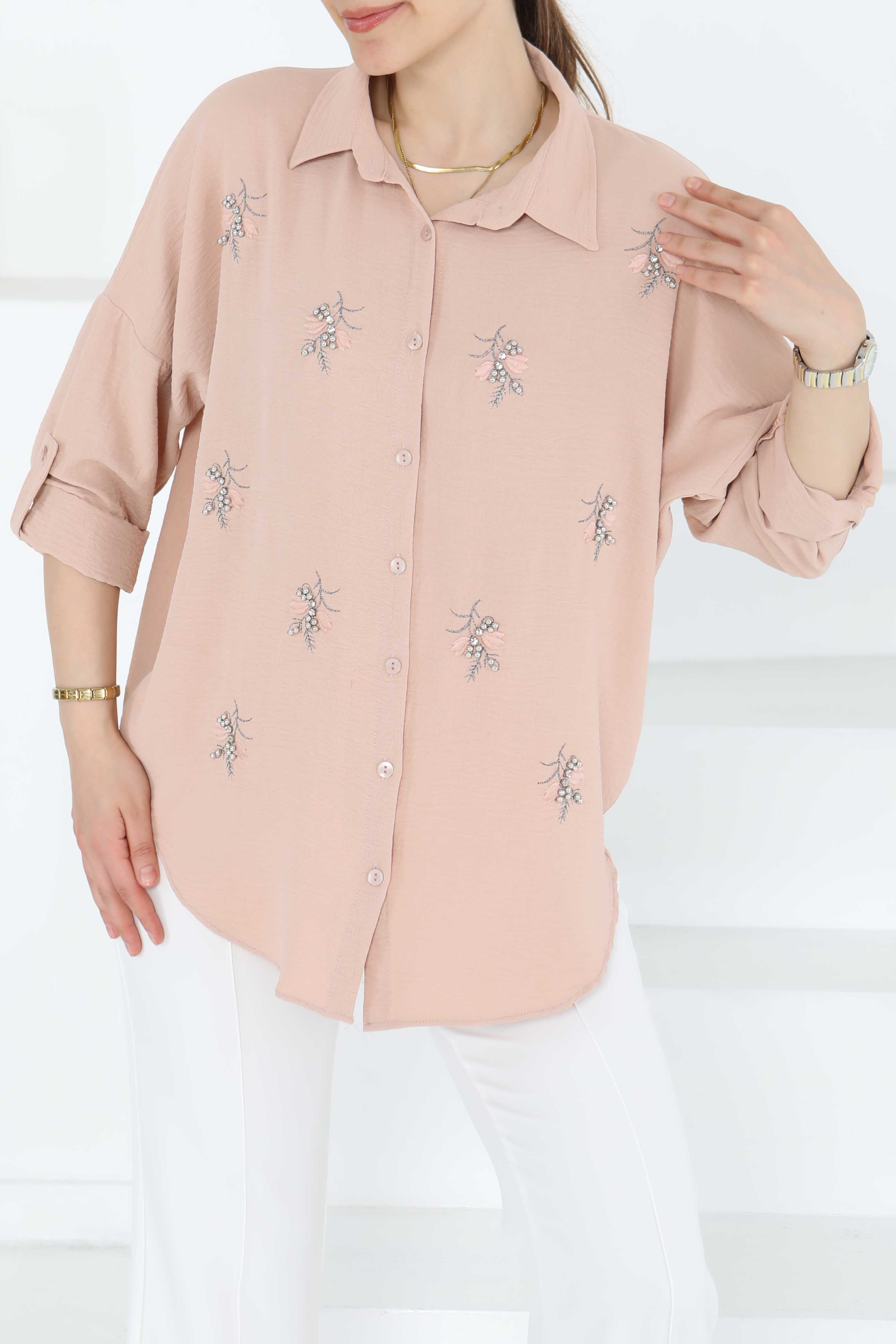 Nakışlı İncili Gömlek - 27244 - 4