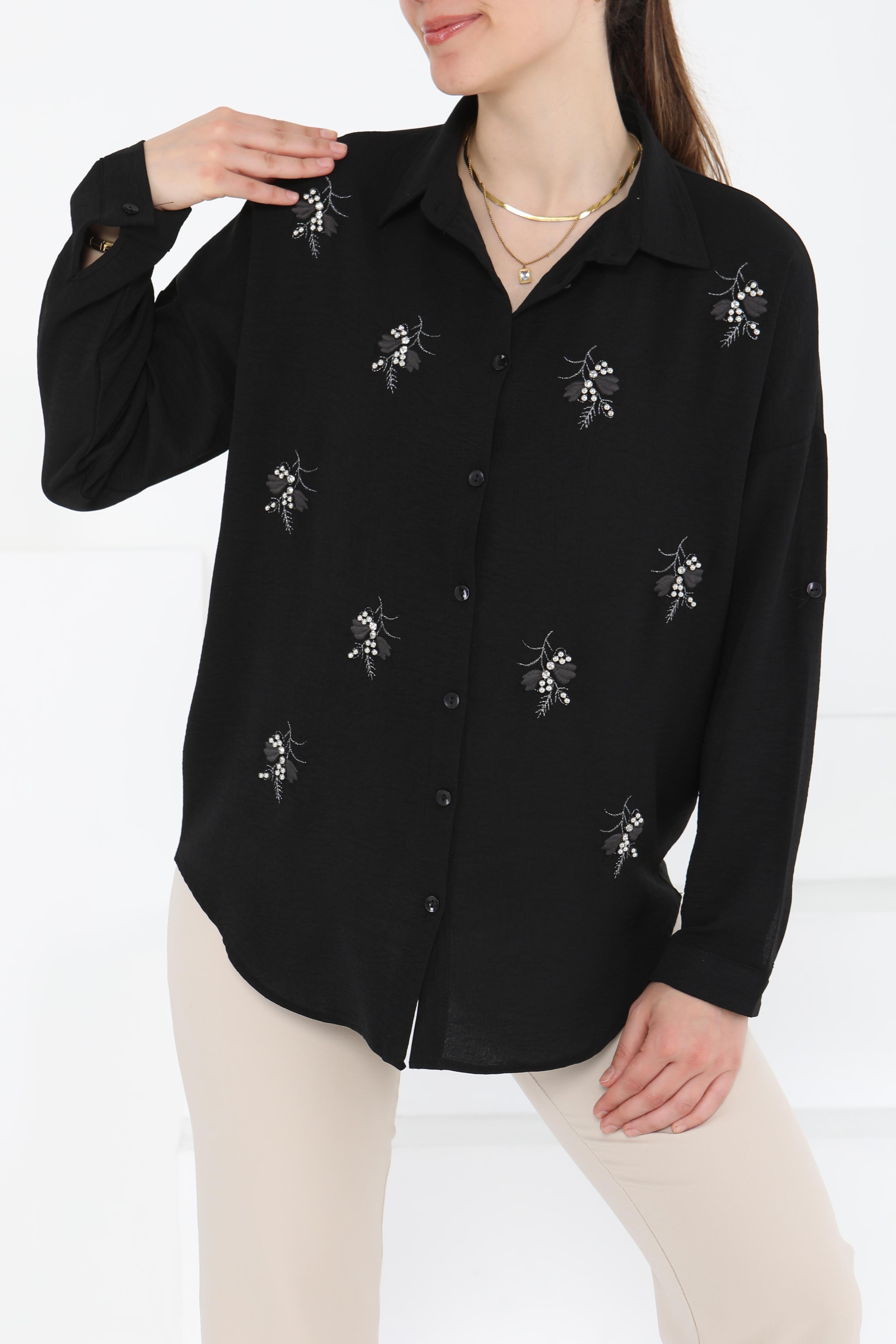 Nakışlı İncili Gömlek - 27244 - 1