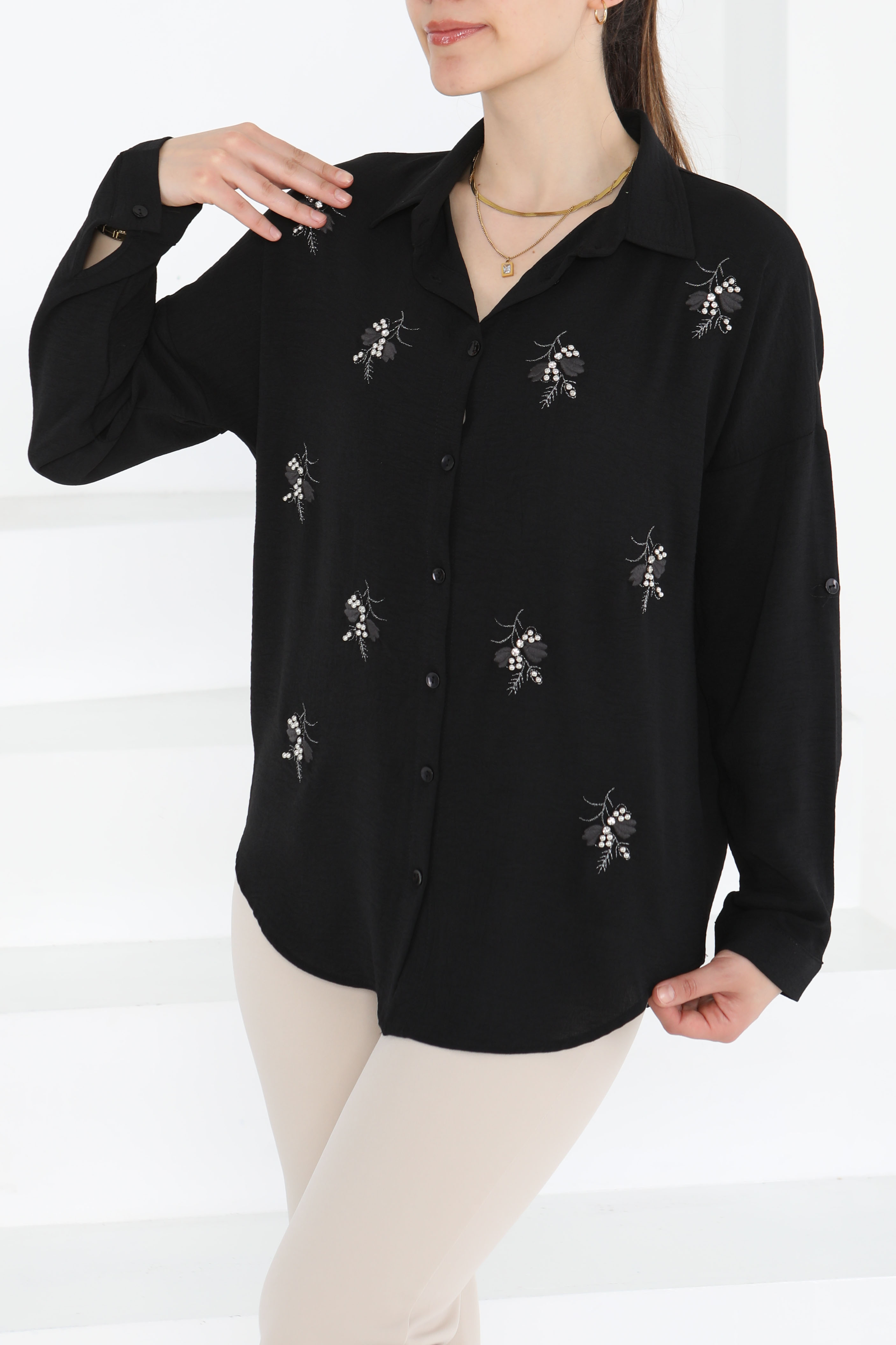 Nakışlı İncili Gömlek - 27244 - 2