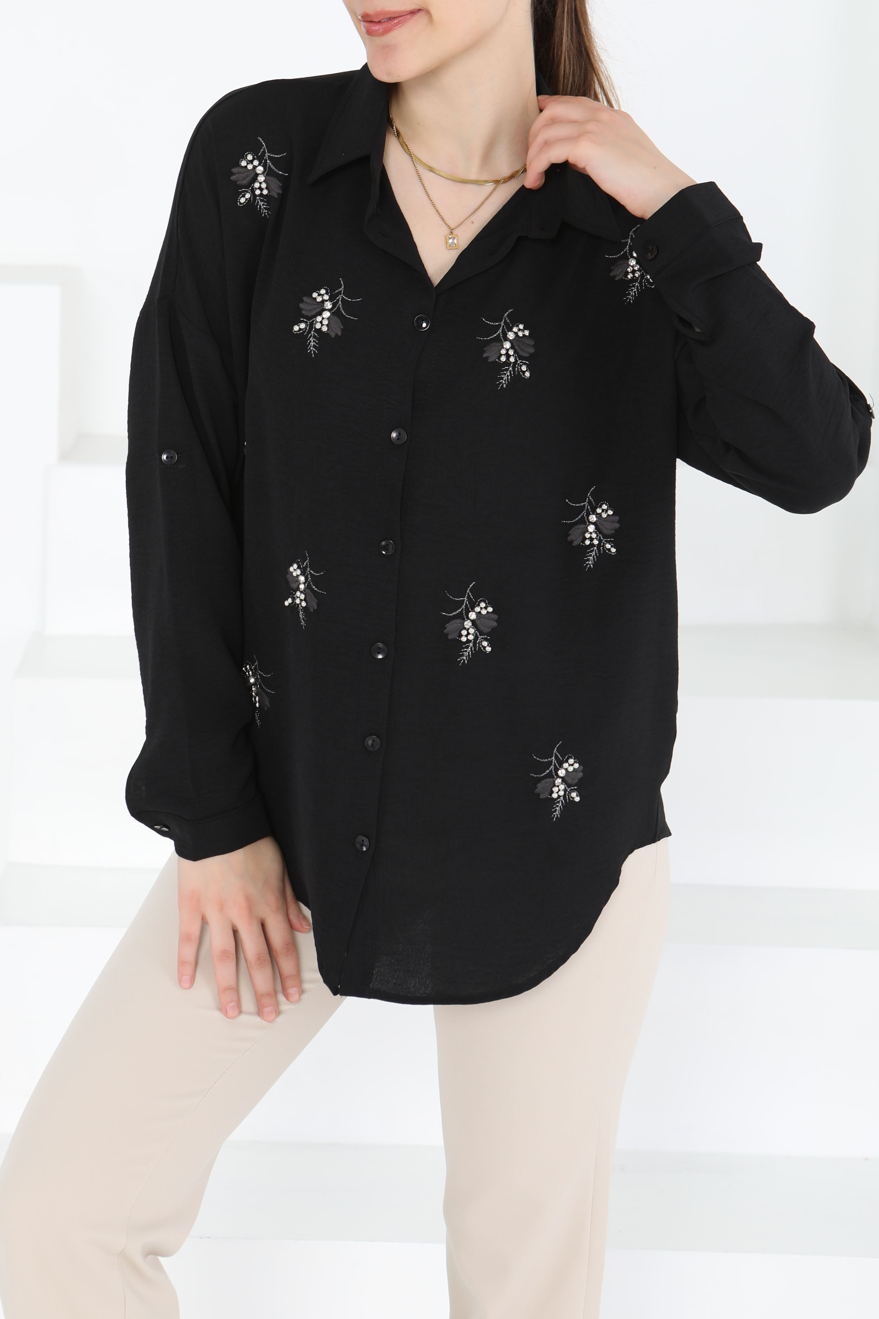 Nakışlı İncili Gömlek - 27244 - 4