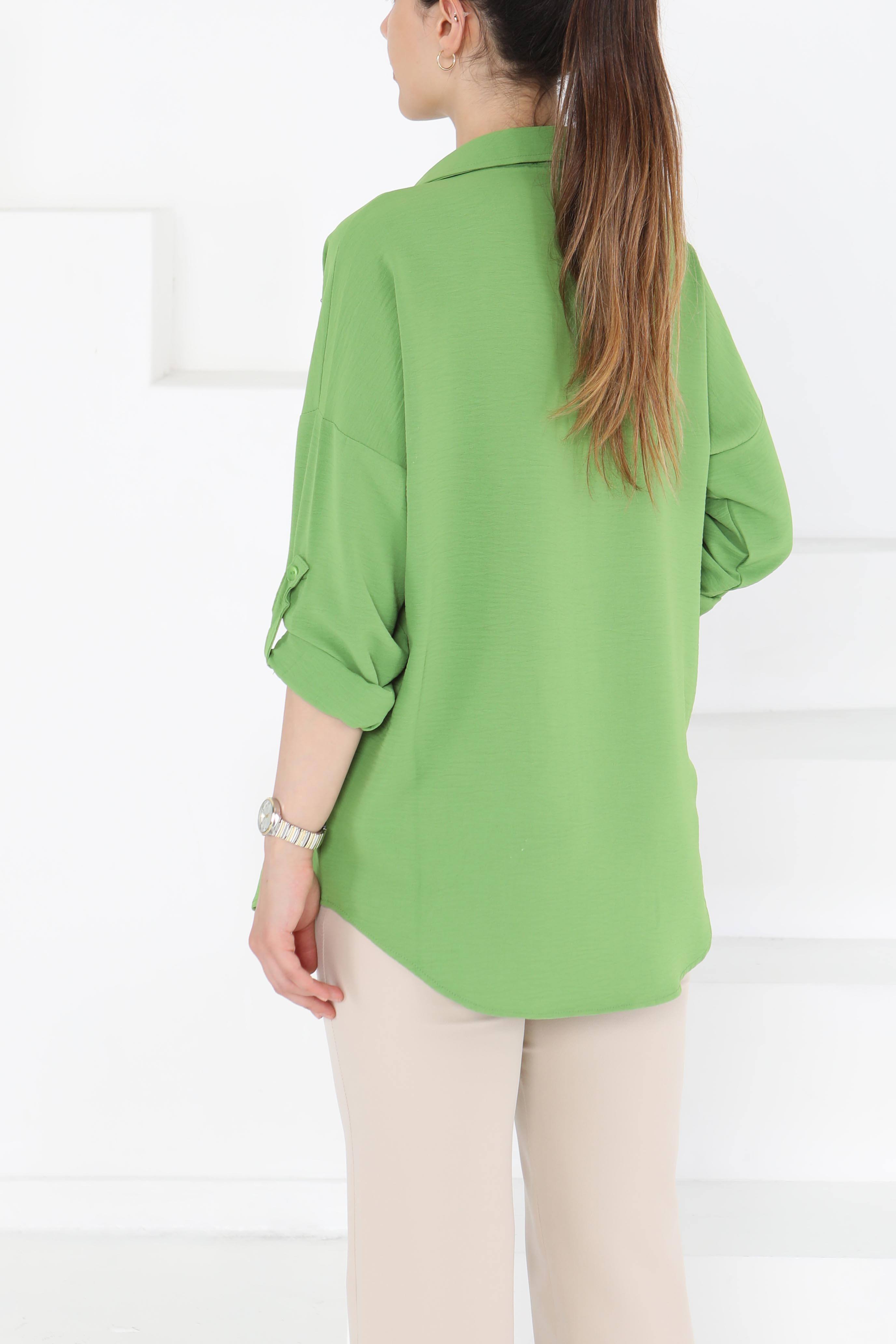 Nakışlı İncili Gömlek Yesil - 27244 - 7