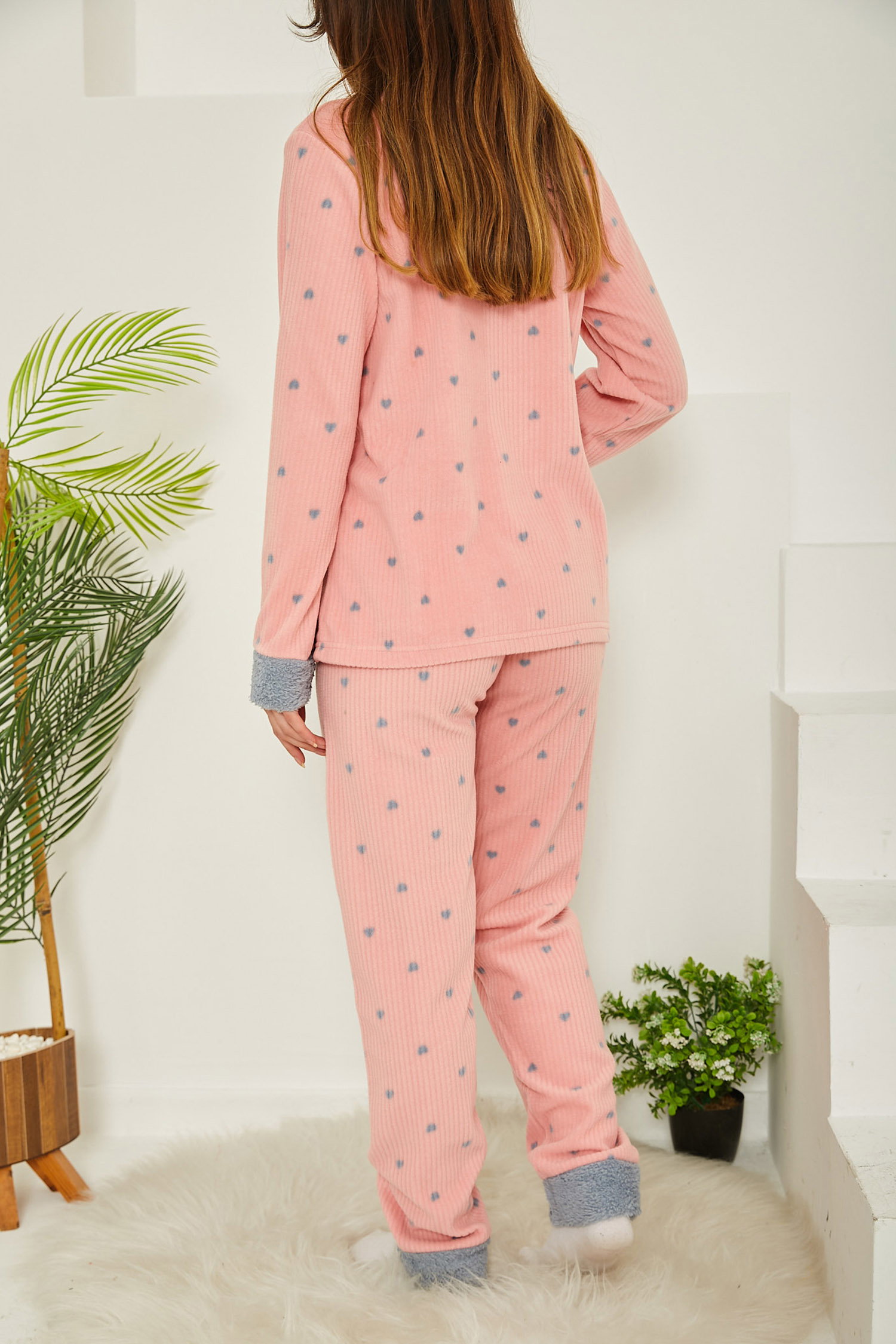 Nakışlı Peluş Polar Pijama Takım - 26774 - 5