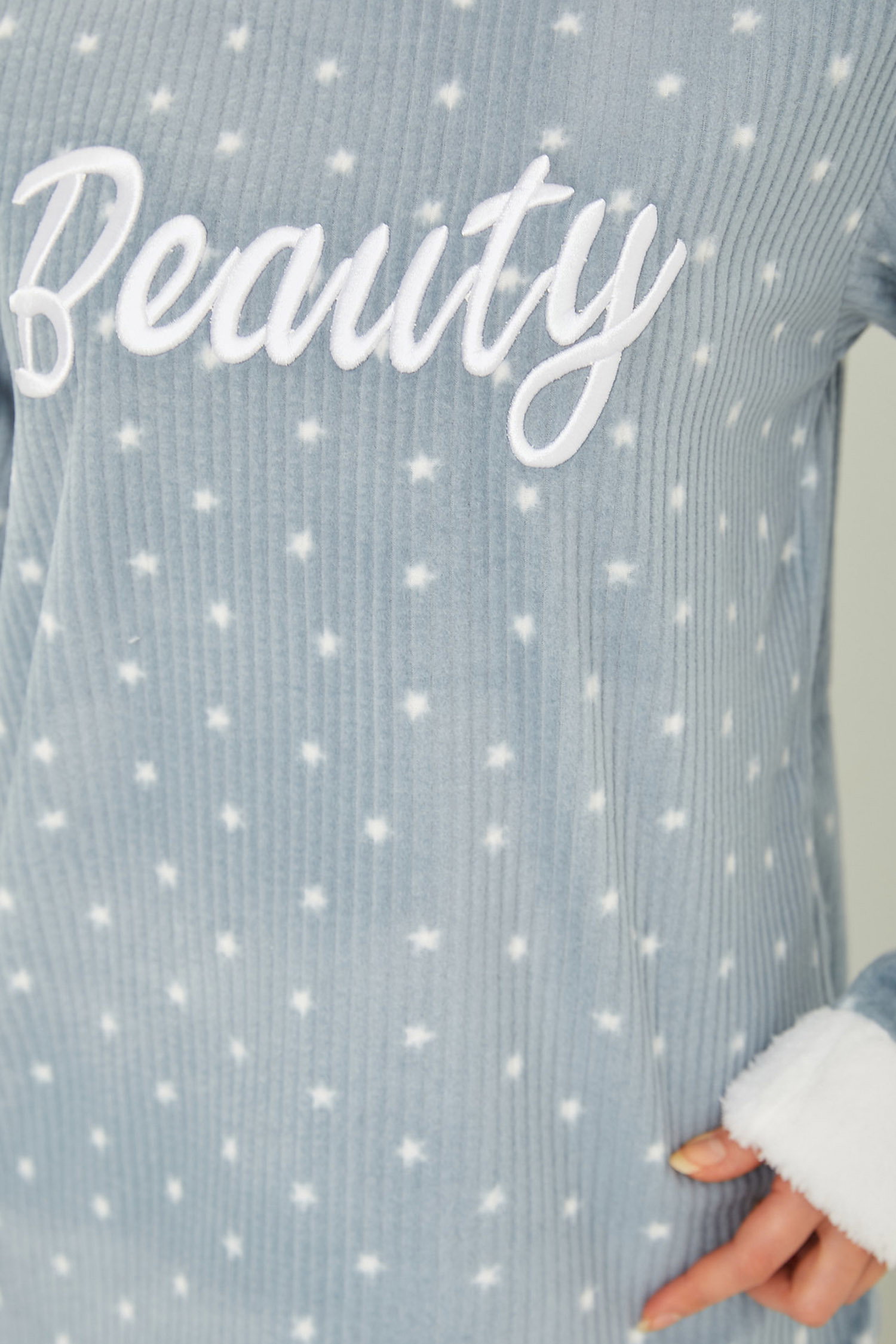 Nakışlı Peluş Polar Pijama Takım - 26775 - 3