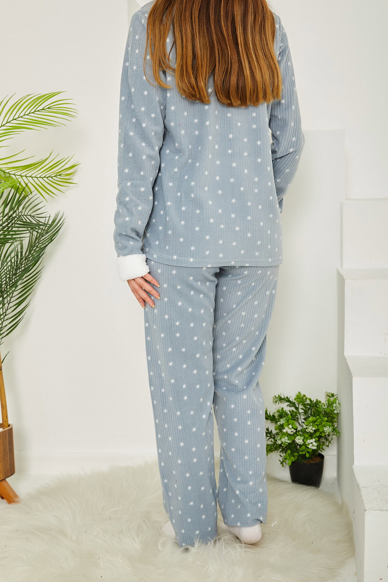 Nakışlı Peluş Polar Pijama Takım - 26775 - 4