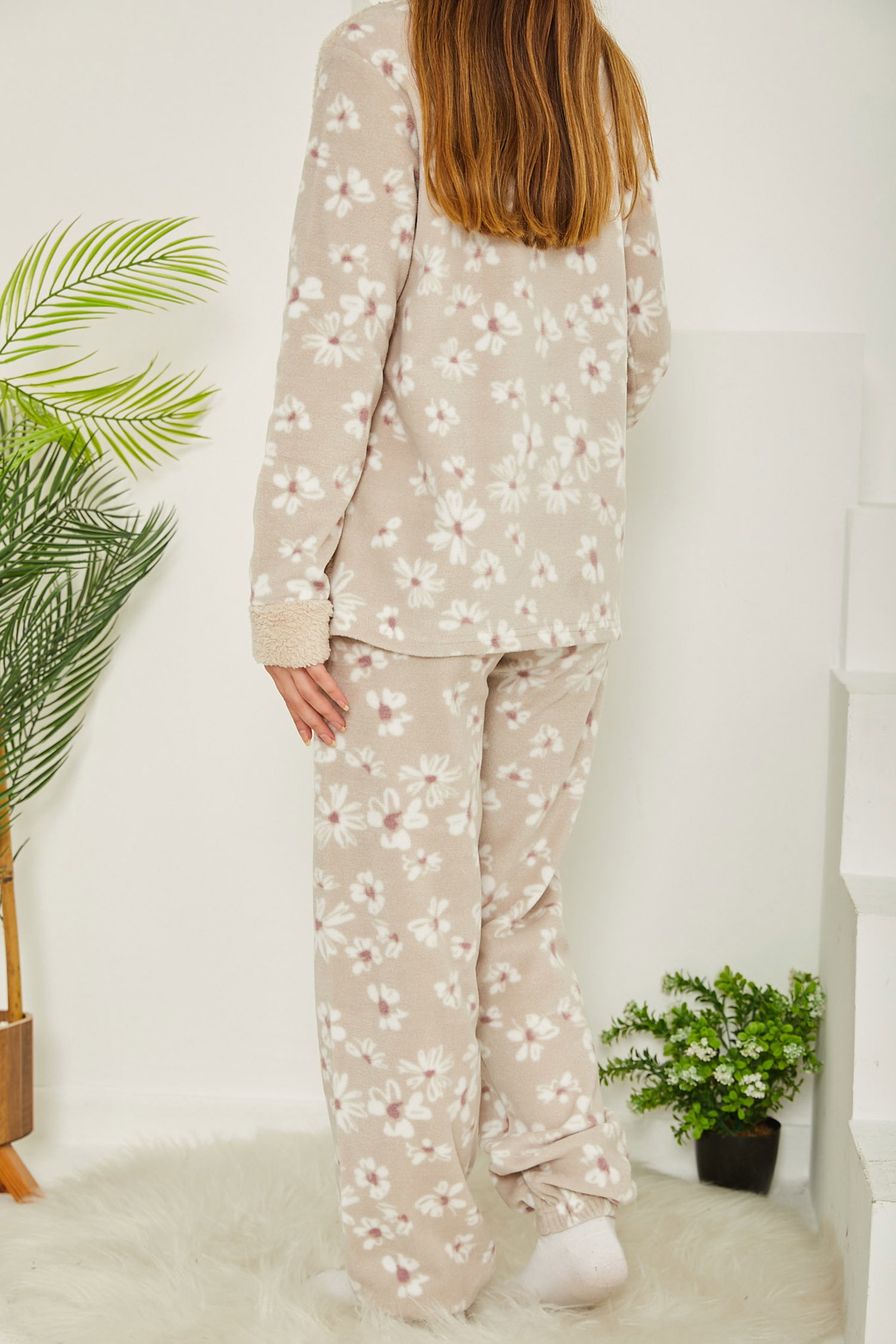 Nakışlı Peluş Polar Pijama Takım - 26778 - 5