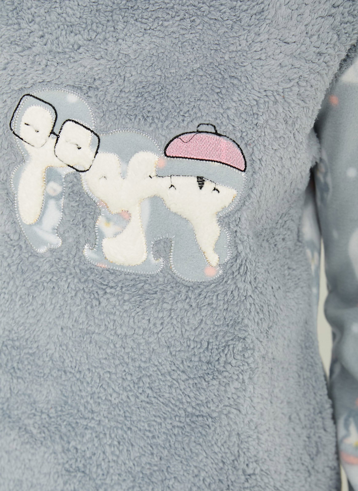 Nakışlı Peluş Polar Pijama Takım - 26783 - 4