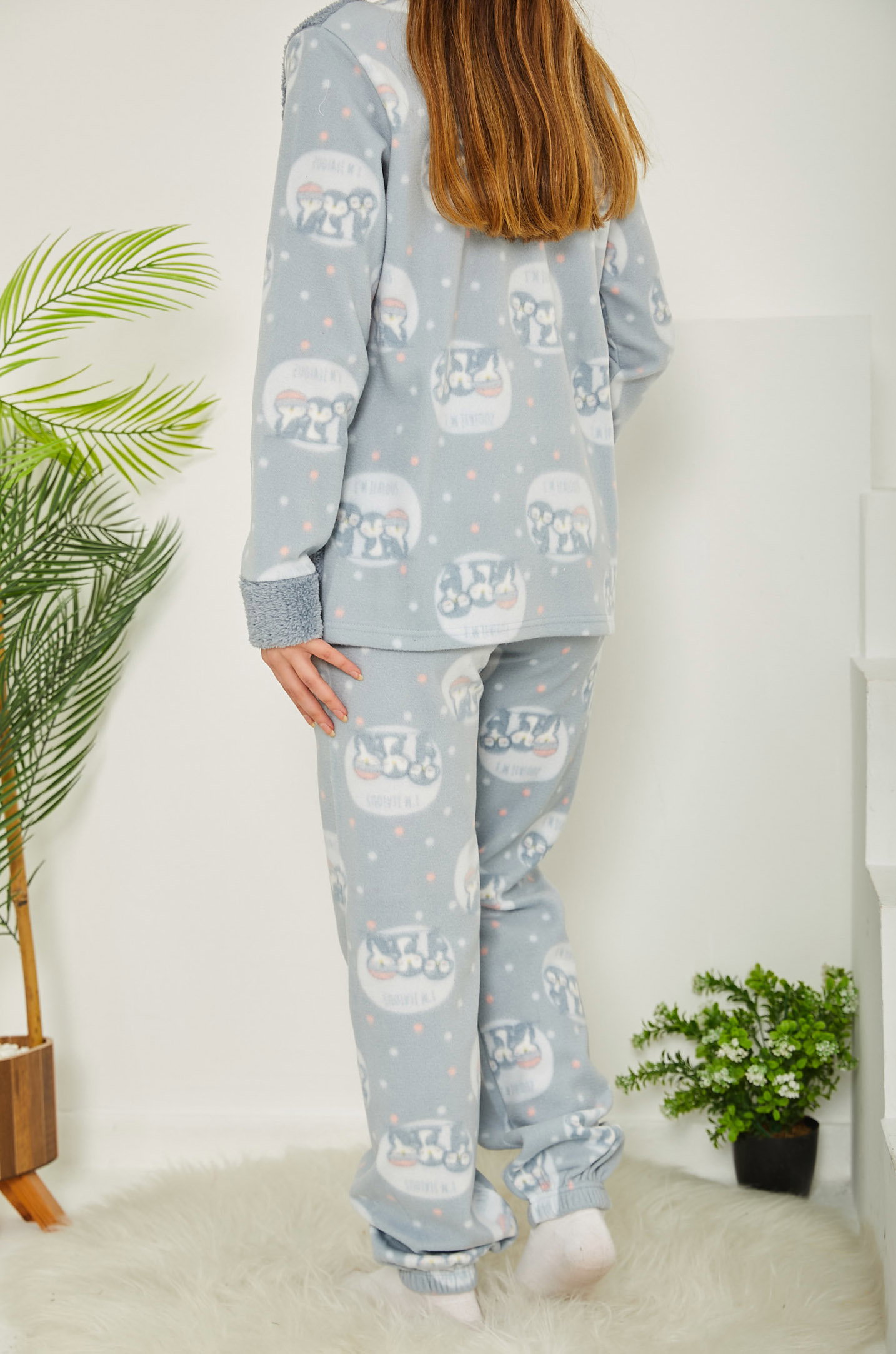 Nakışlı Peluş Polar Pijama Takım - 26783 - 5