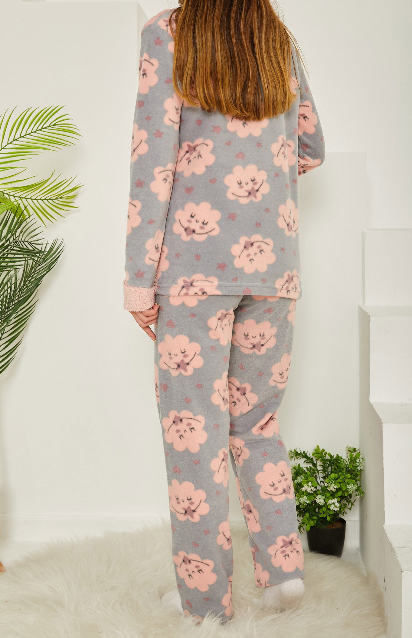 Nakışlı Peluş Polar Pijama Takım - 26784 - 5