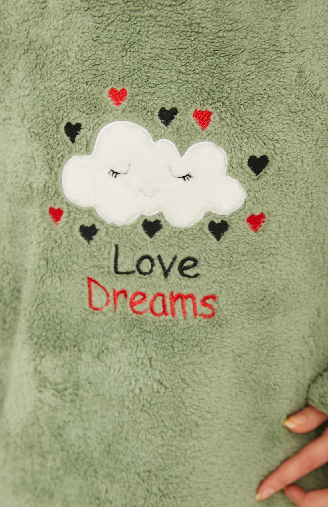 Nakışlı Peluş Polar Pijama Takım - 26785 - 4