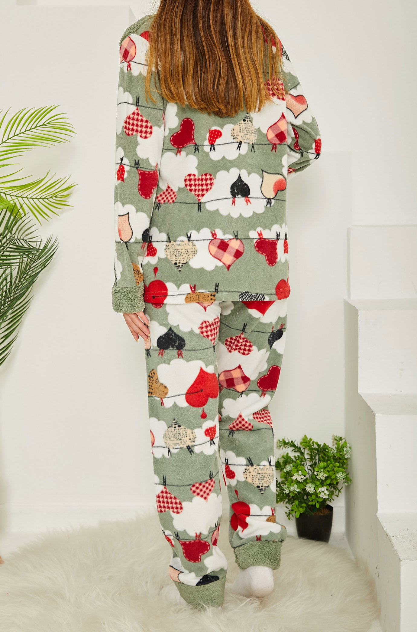 Nakışlı Peluş Polar Pijama Takım - 26785 - 5