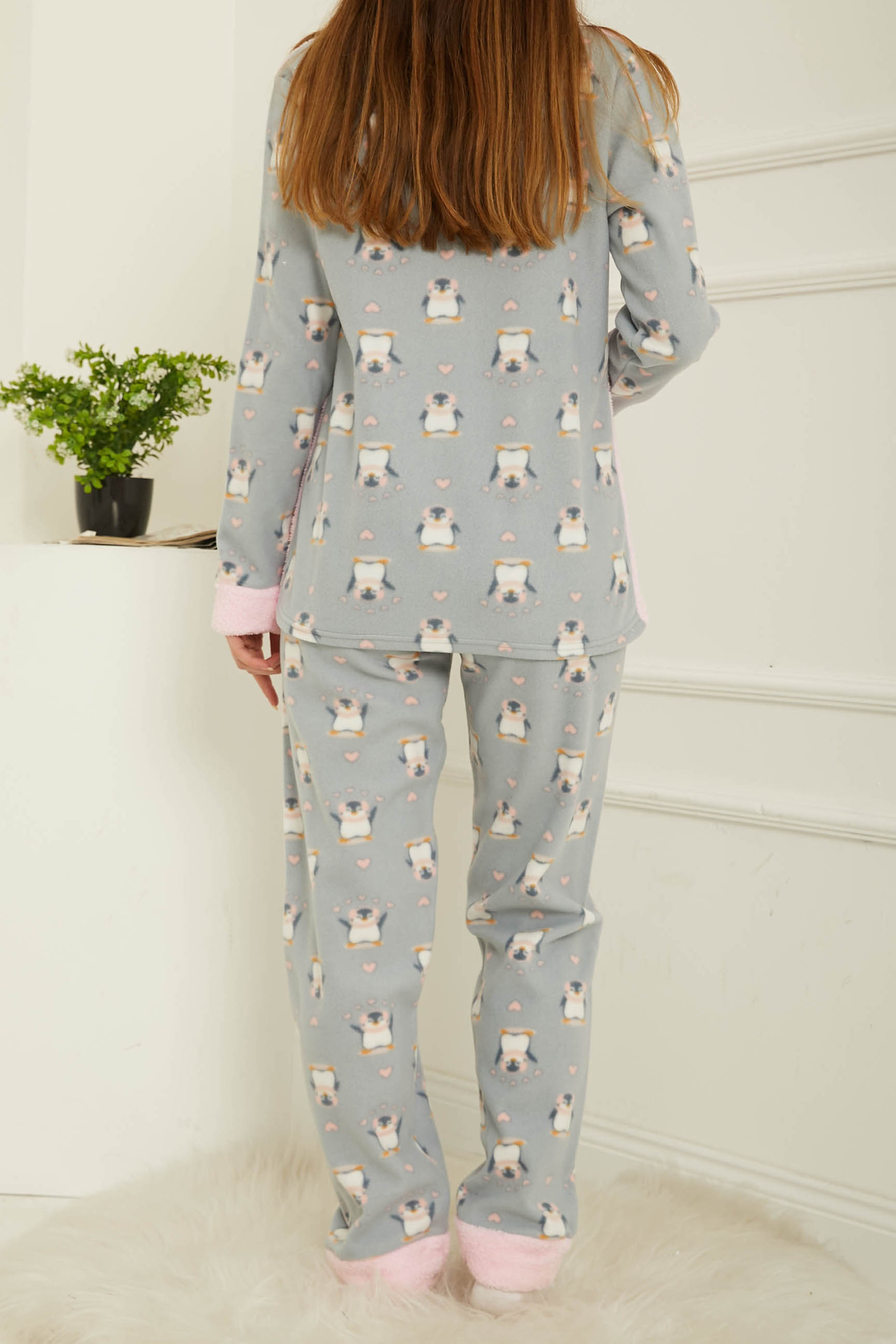 Nakışlı Peluş Polar Pijama Takım - 26795 - 3