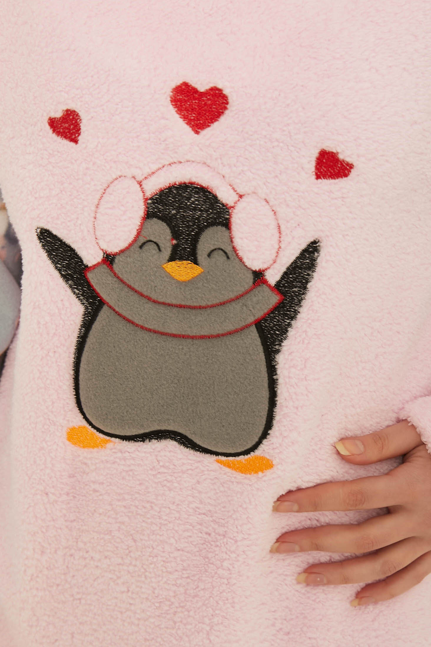 Nakışlı Peluş Polar Pijama Takım - 26795 - 2
