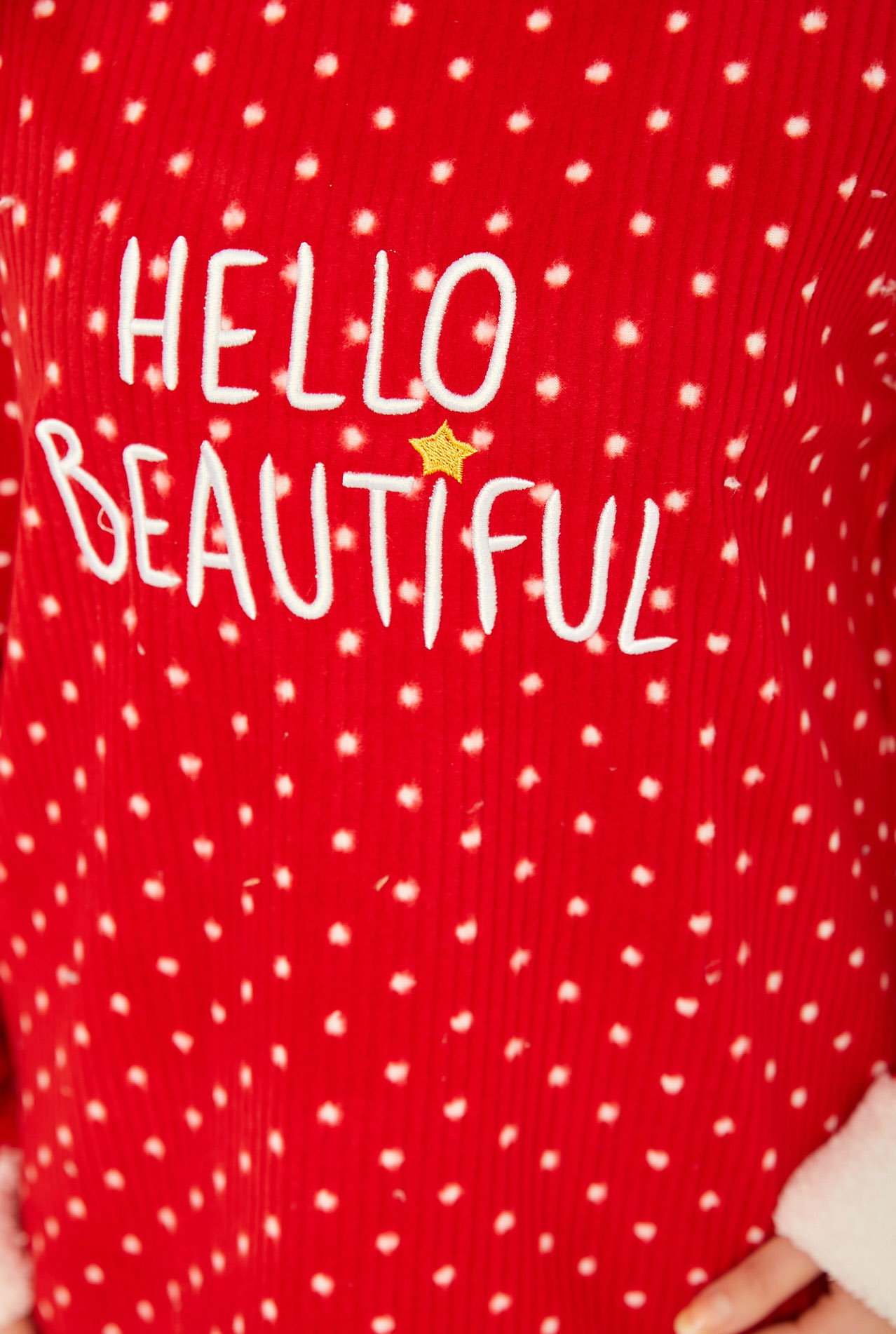 Nakışlı Peluş Polar Pijama Takım Kirmizi - 26782 - 4