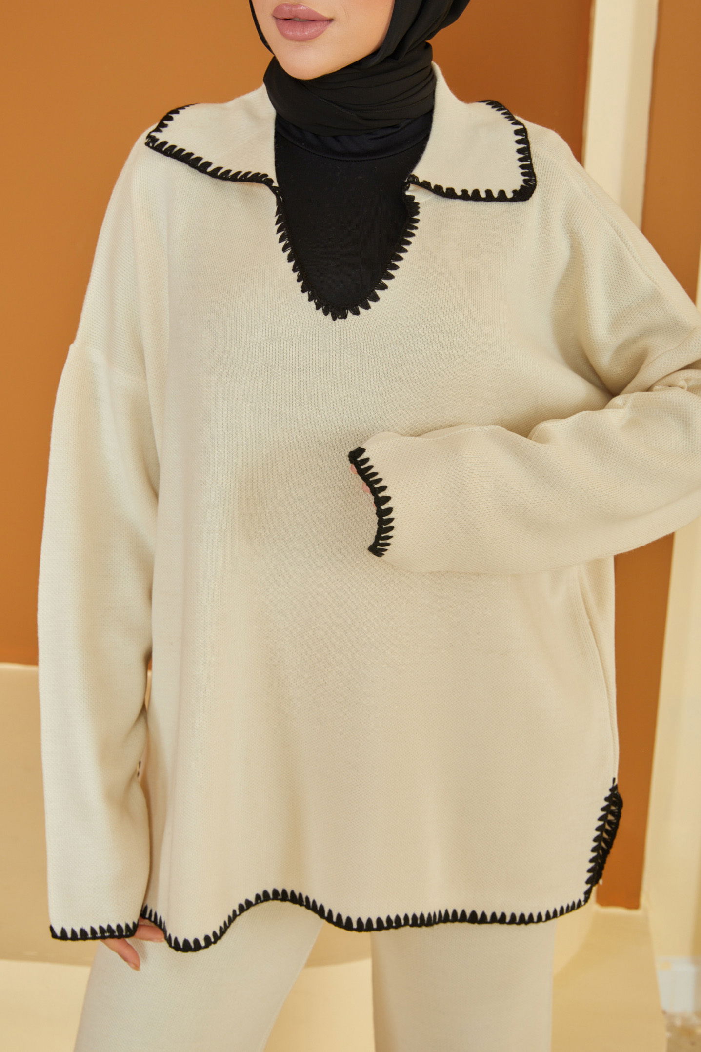 Nakışlı Triko Takım - 27724-EKRU - 5