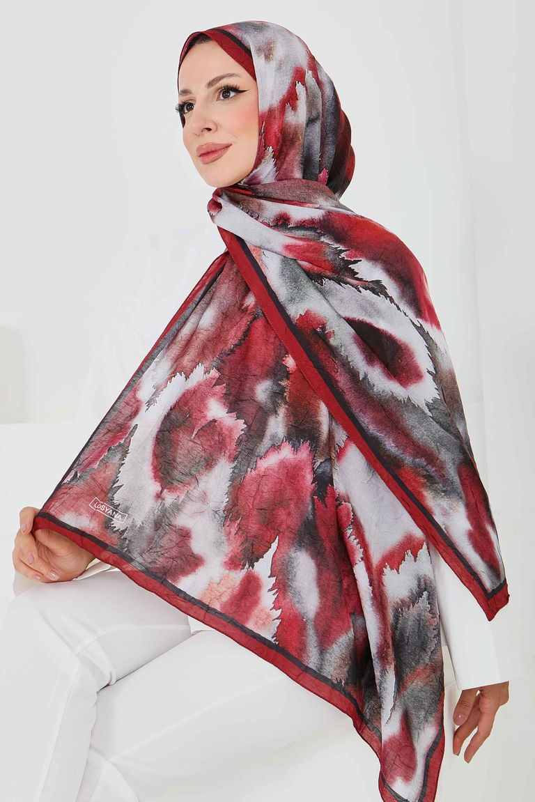 Natural Harmony Bambu Crash Şal - 27914-BORDO - TOFİSA