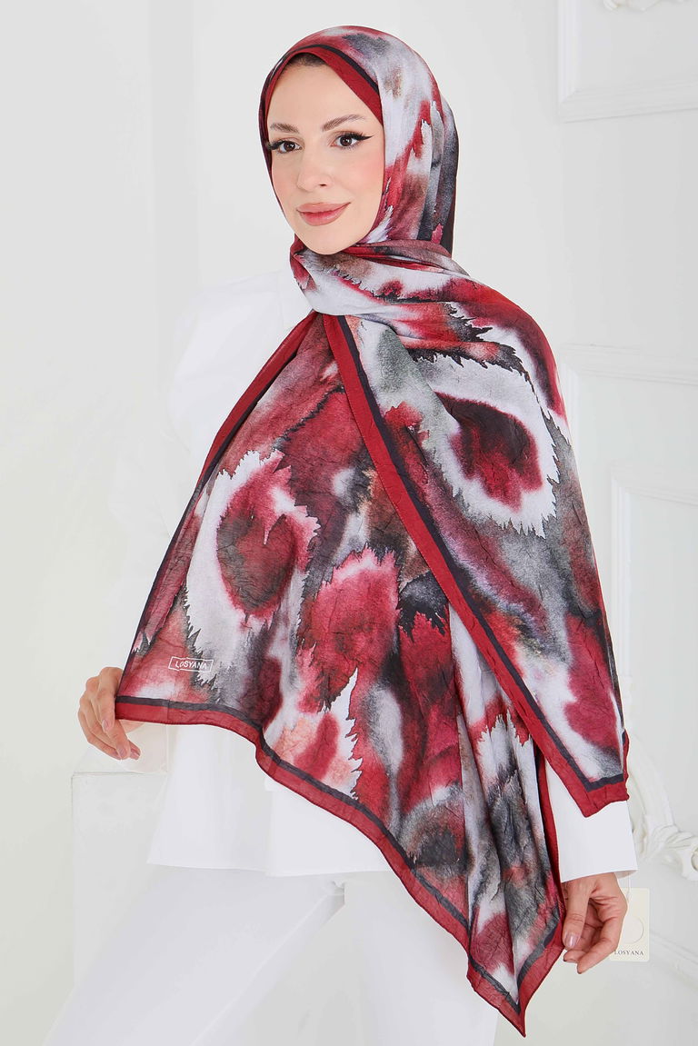 Natural Harmony Bambu Crash Şal - 27914-BORDO - TOFİSA