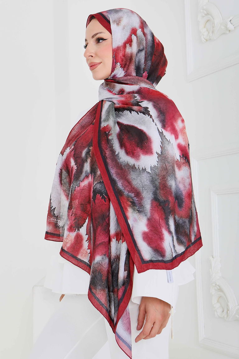 Natural Harmony Bambu Crash Şal - 27914-BORDO - TOFİSA