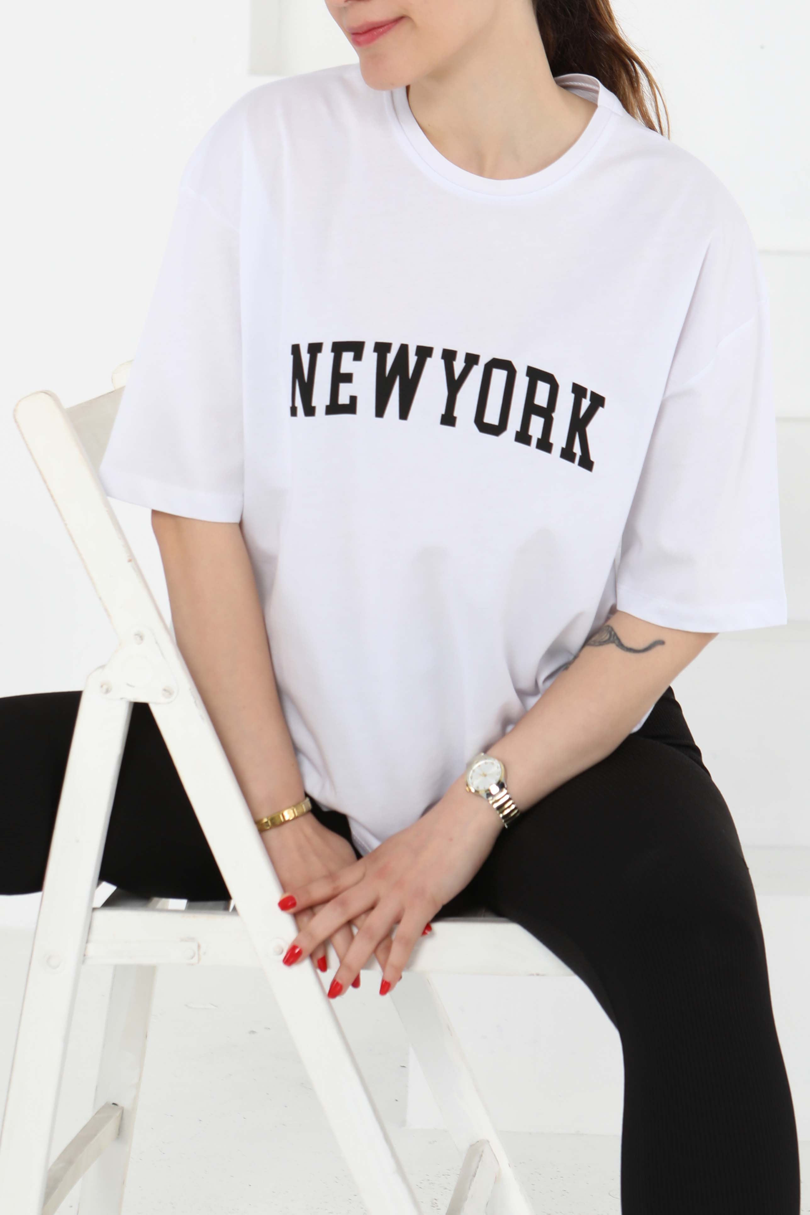 NEW YORK Baskılı Kısa Kollu T-Şhirt - 27125 - 1