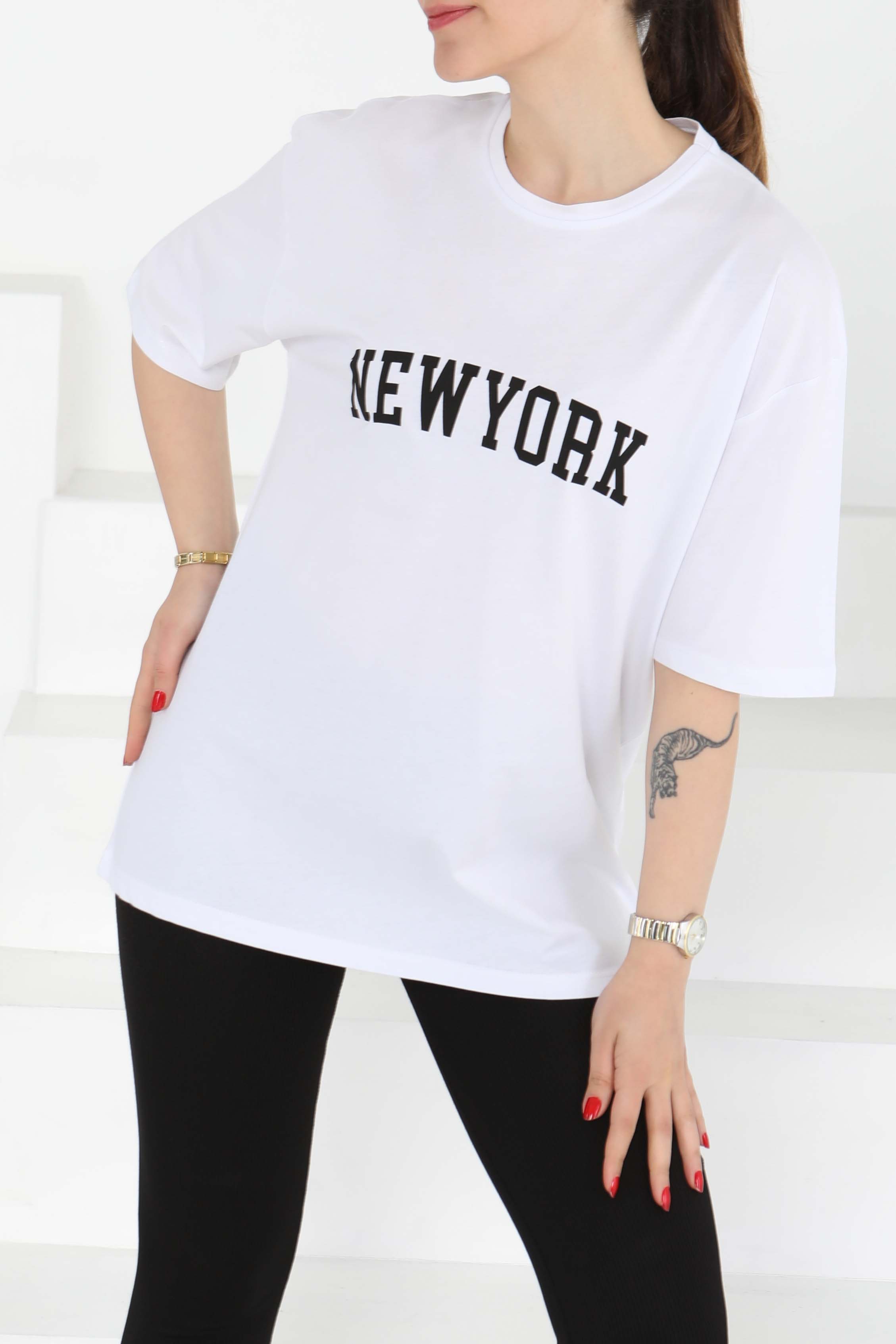 NEW YORK Baskılı Kısa Kollu T-Şhirt - 27125 - 2