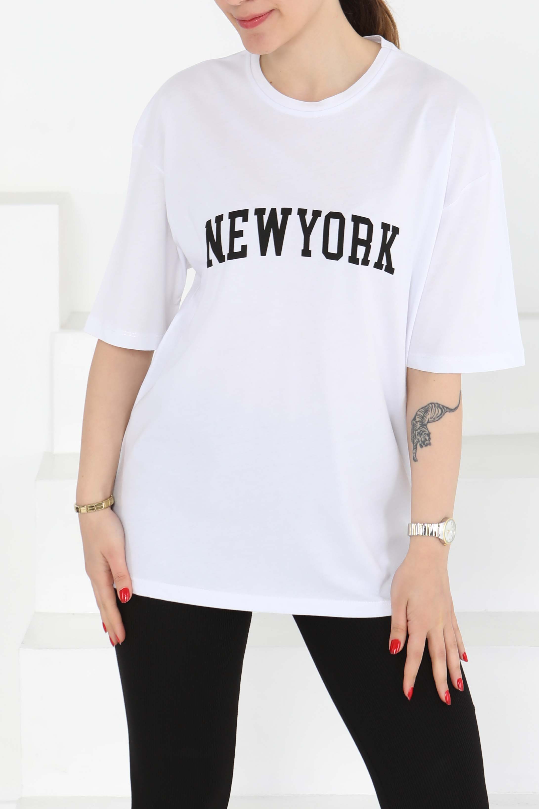 NEW YORK Baskılı Kısa Kollu T-Şhirt - 27125 - 4