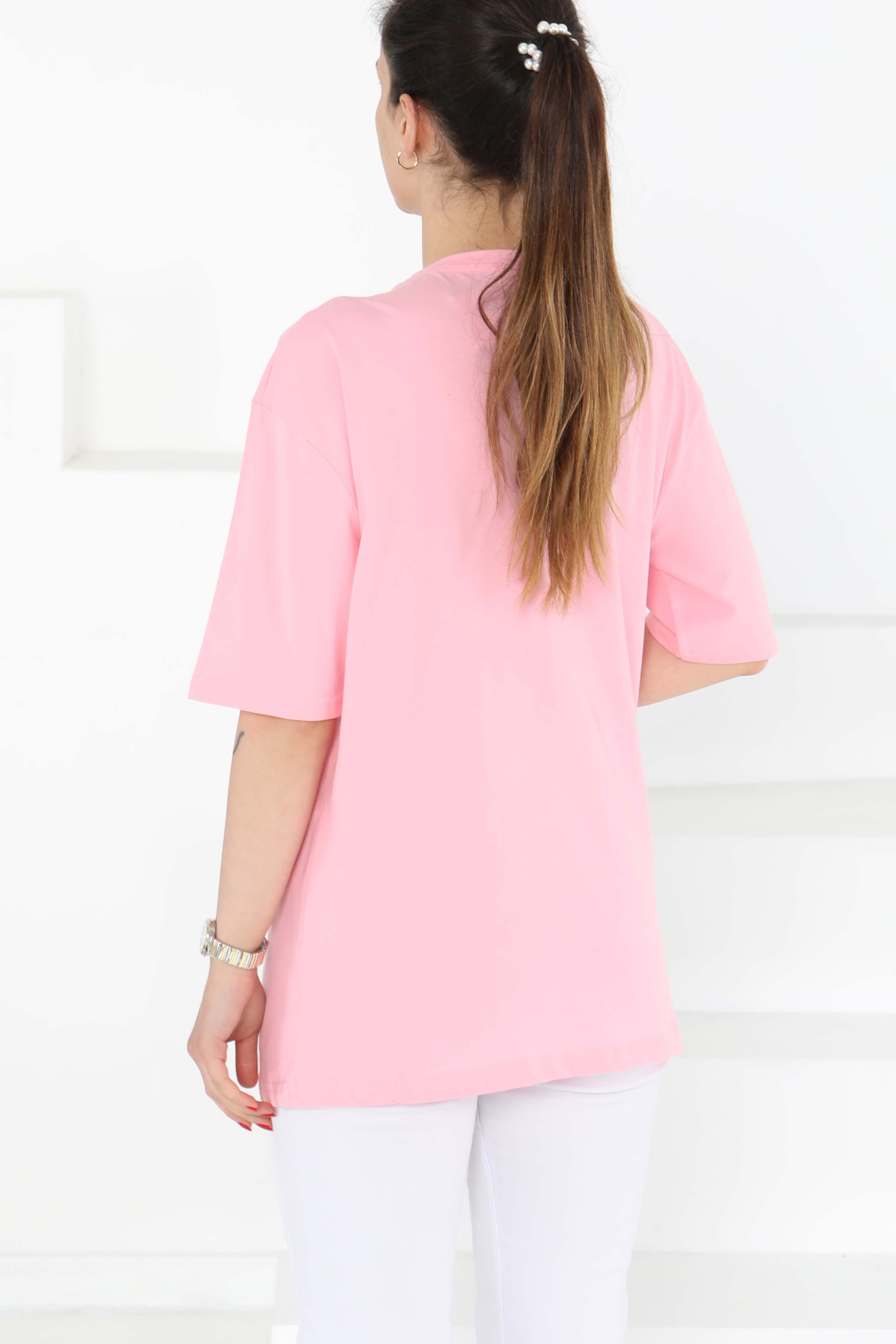 NEW YORK Baskılı Kısa Kollu T-Şhirt Pembe - 27125 - 10