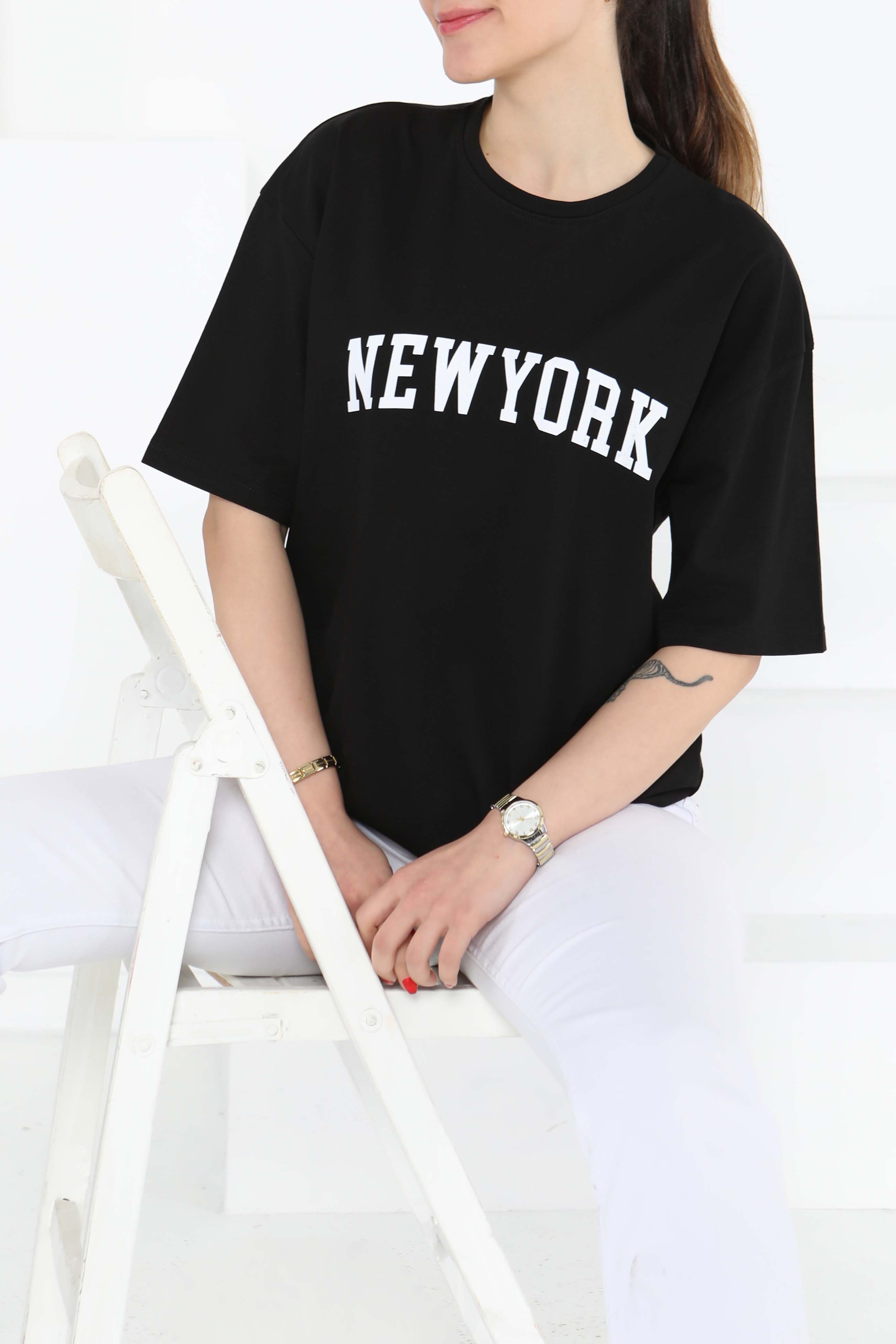 NEW YORK Baskılı Kısa Kollu T-Şhirt - 27125 - 1