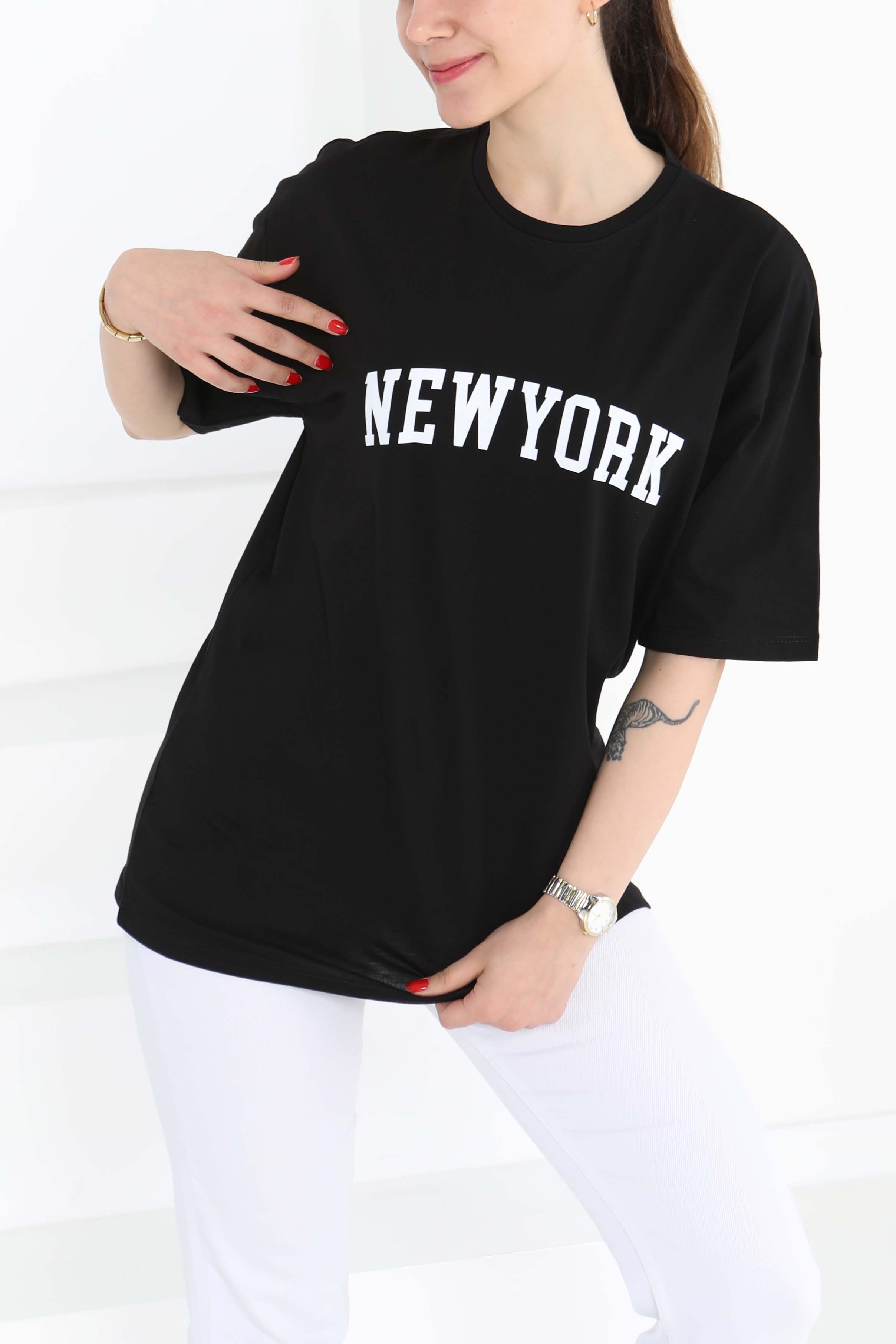 NEW YORK Baskılı Kısa Kollu T-Şhirt - 27125 - 2