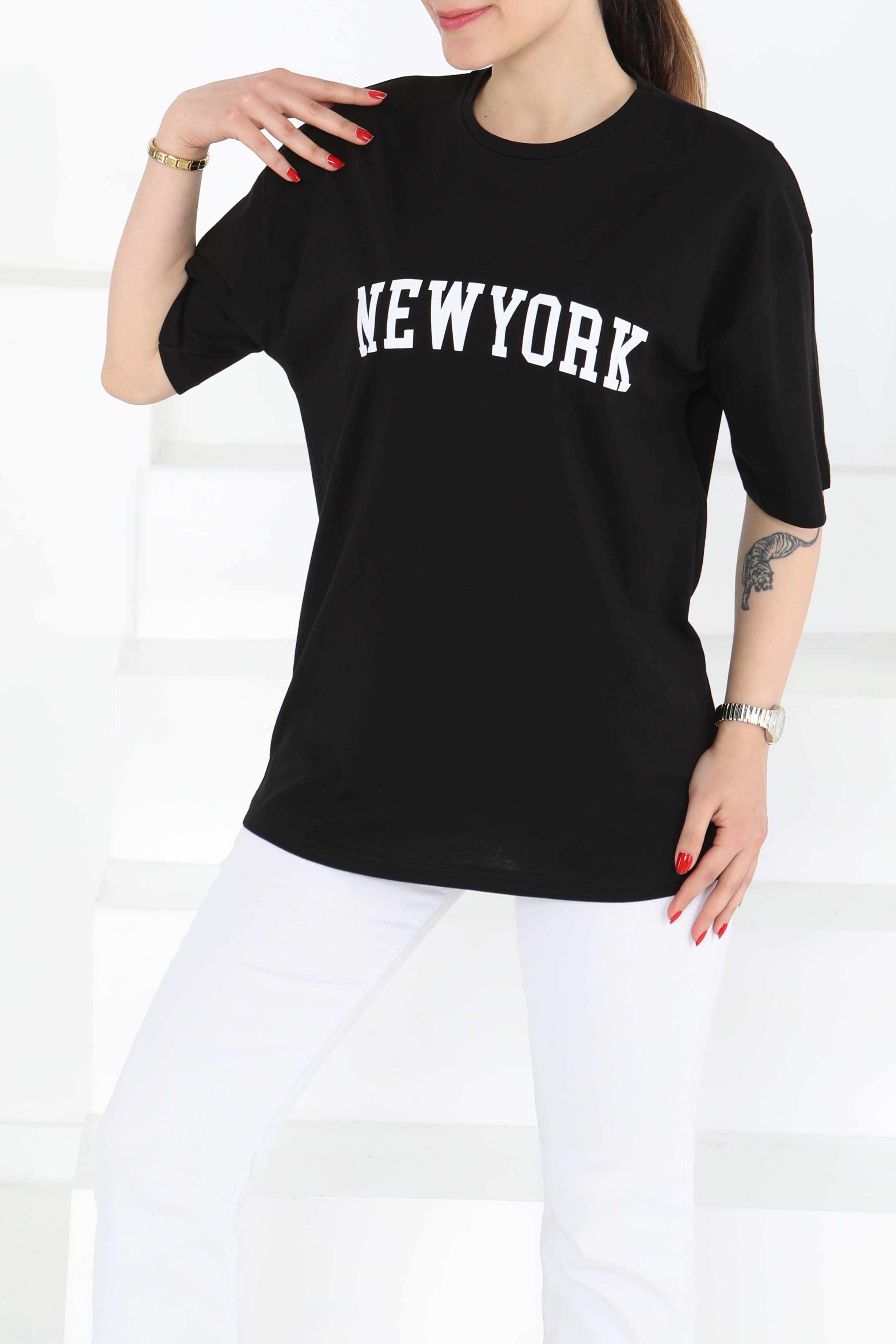 NEW YORK Baskılı Kısa Kollu T-Şhirt - 27125 - 3
