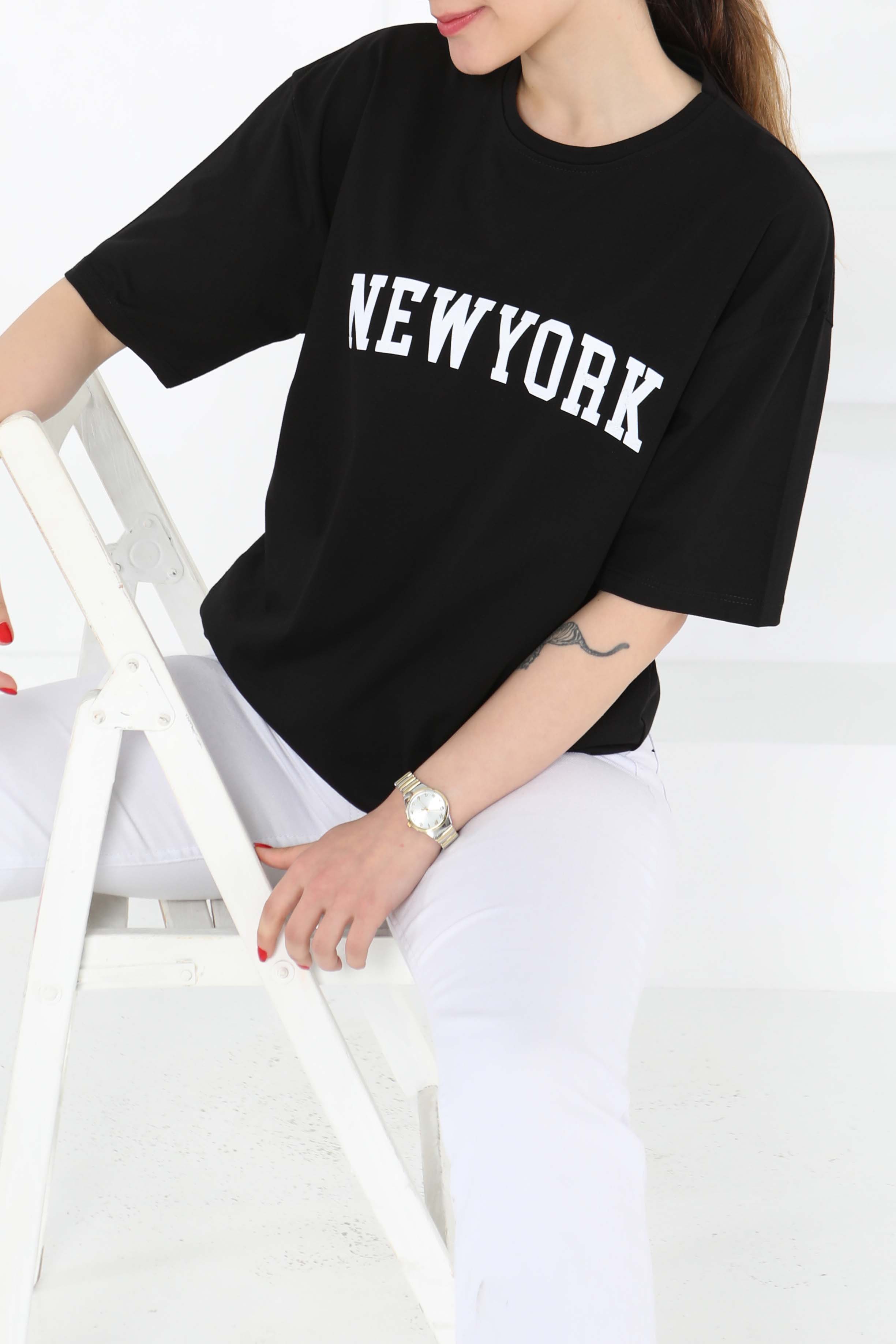 NEW YORK Baskılı Kısa Kollu T-Şhirt - 27125 - 4