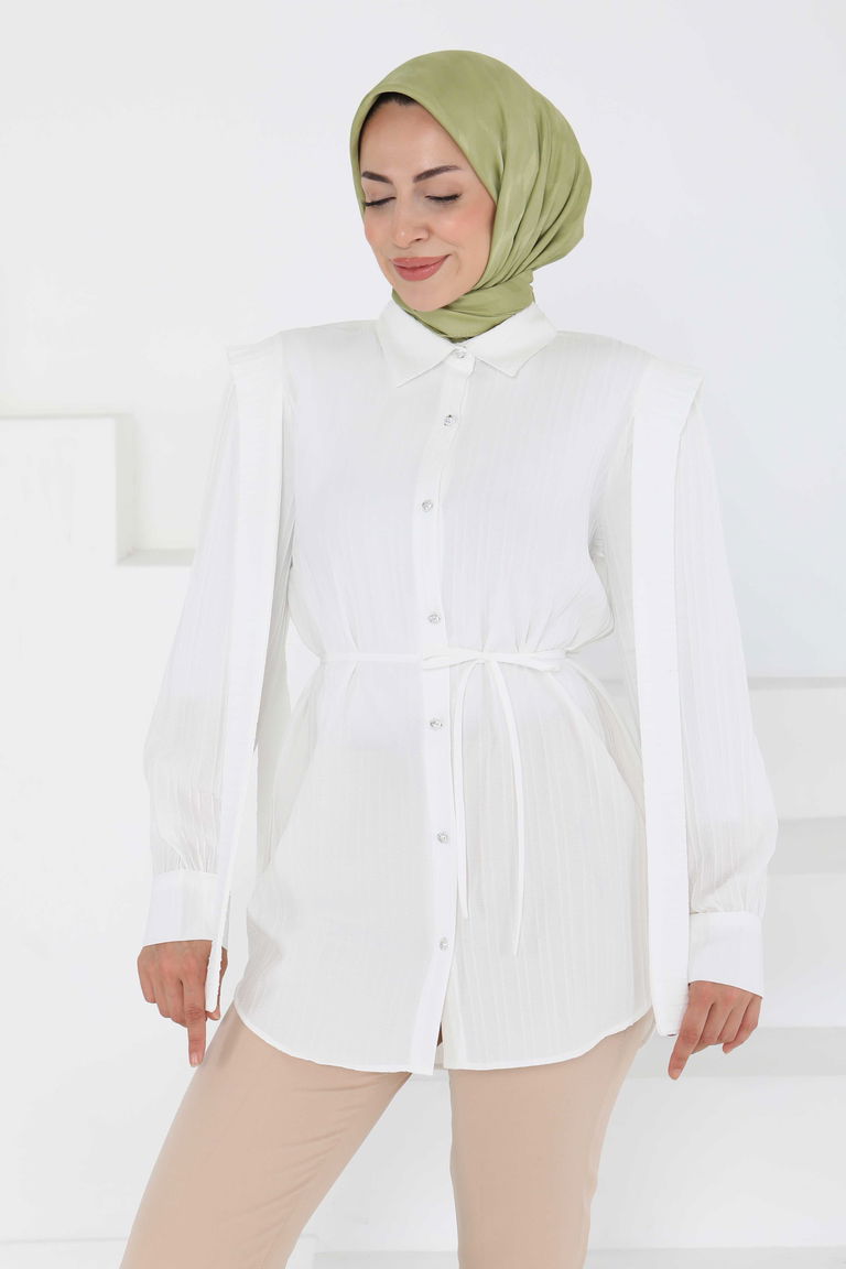 Omuz Bağlama Detaylı Tunik - 27195 - TOFİSA