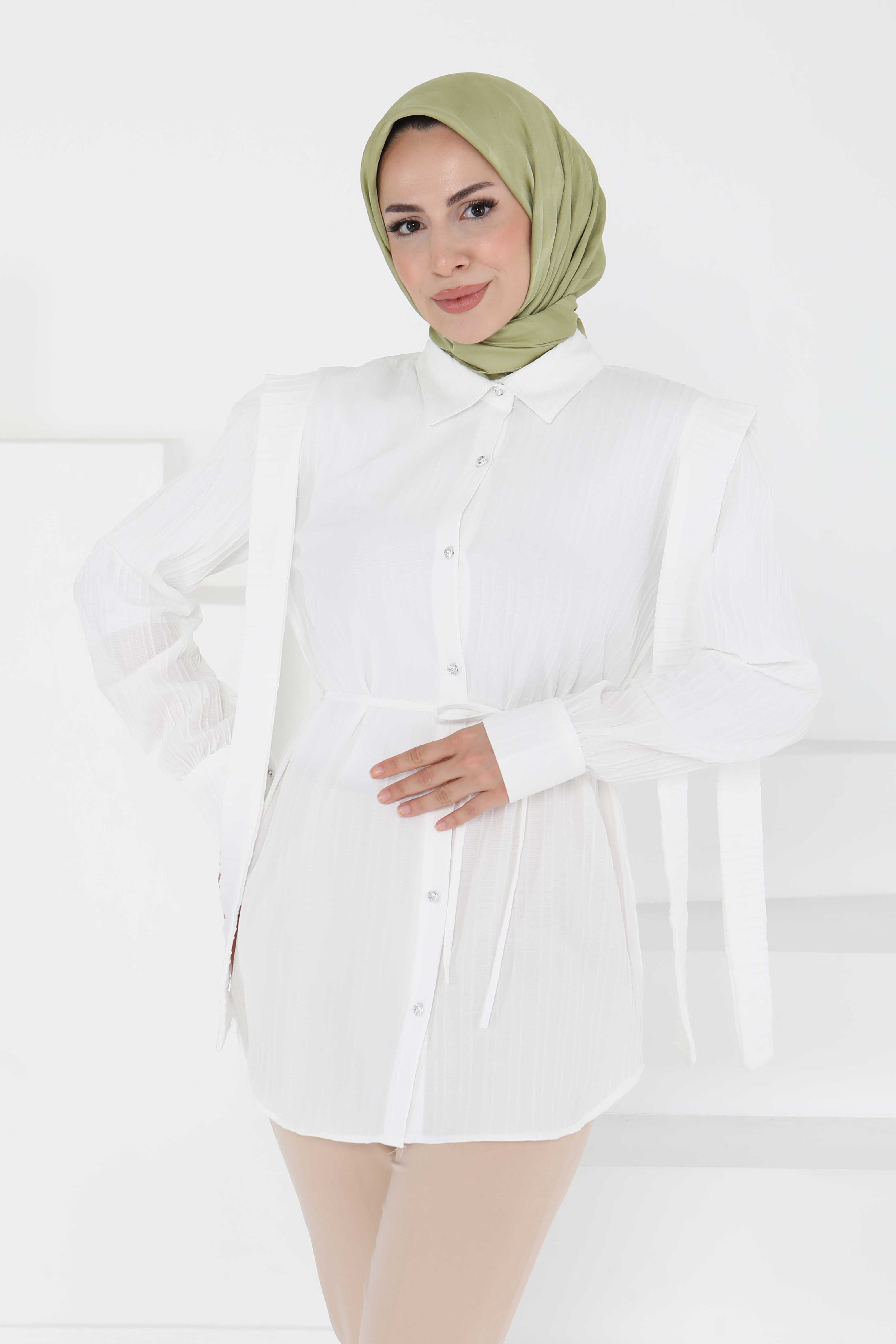 Omuz Bağlama Detaylı Tunik - 27195 - 4