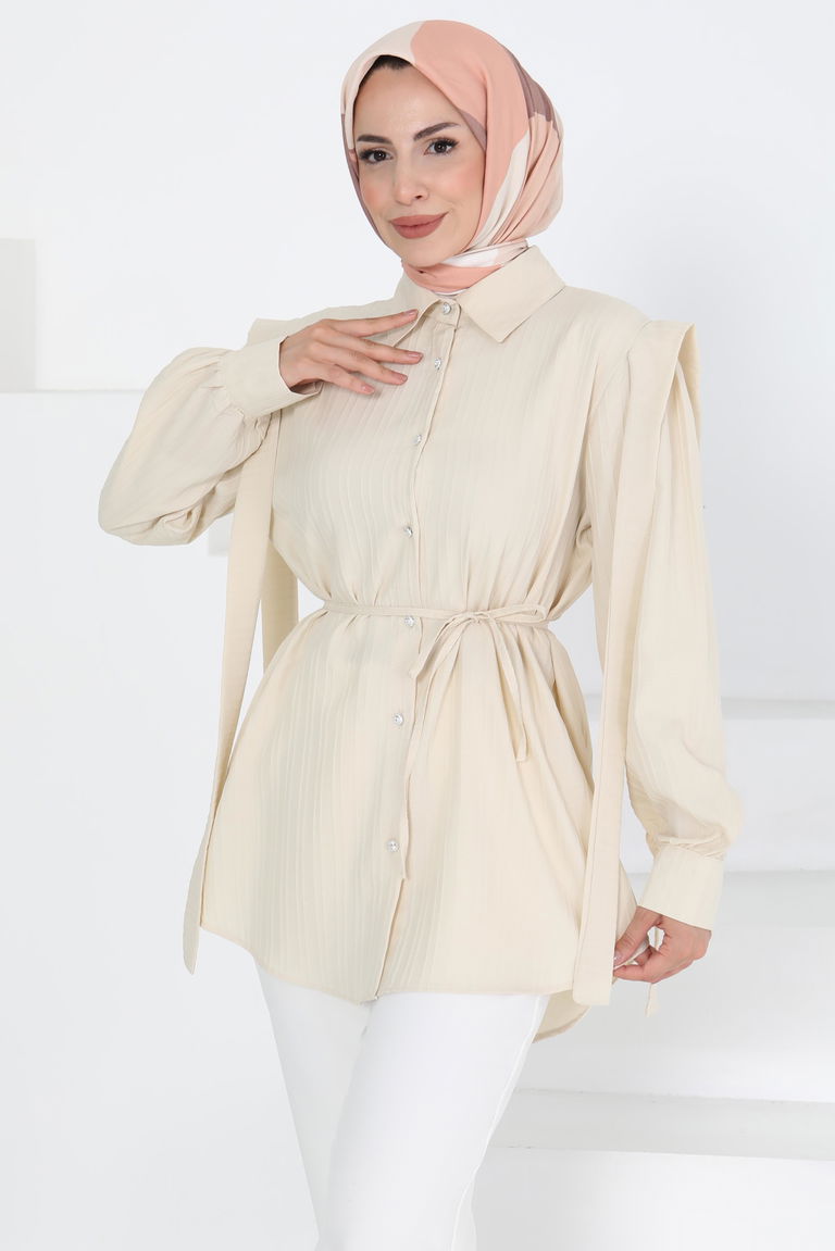 Omuz Bağlama Detaylı Tunik - 27195 - TOFİSA