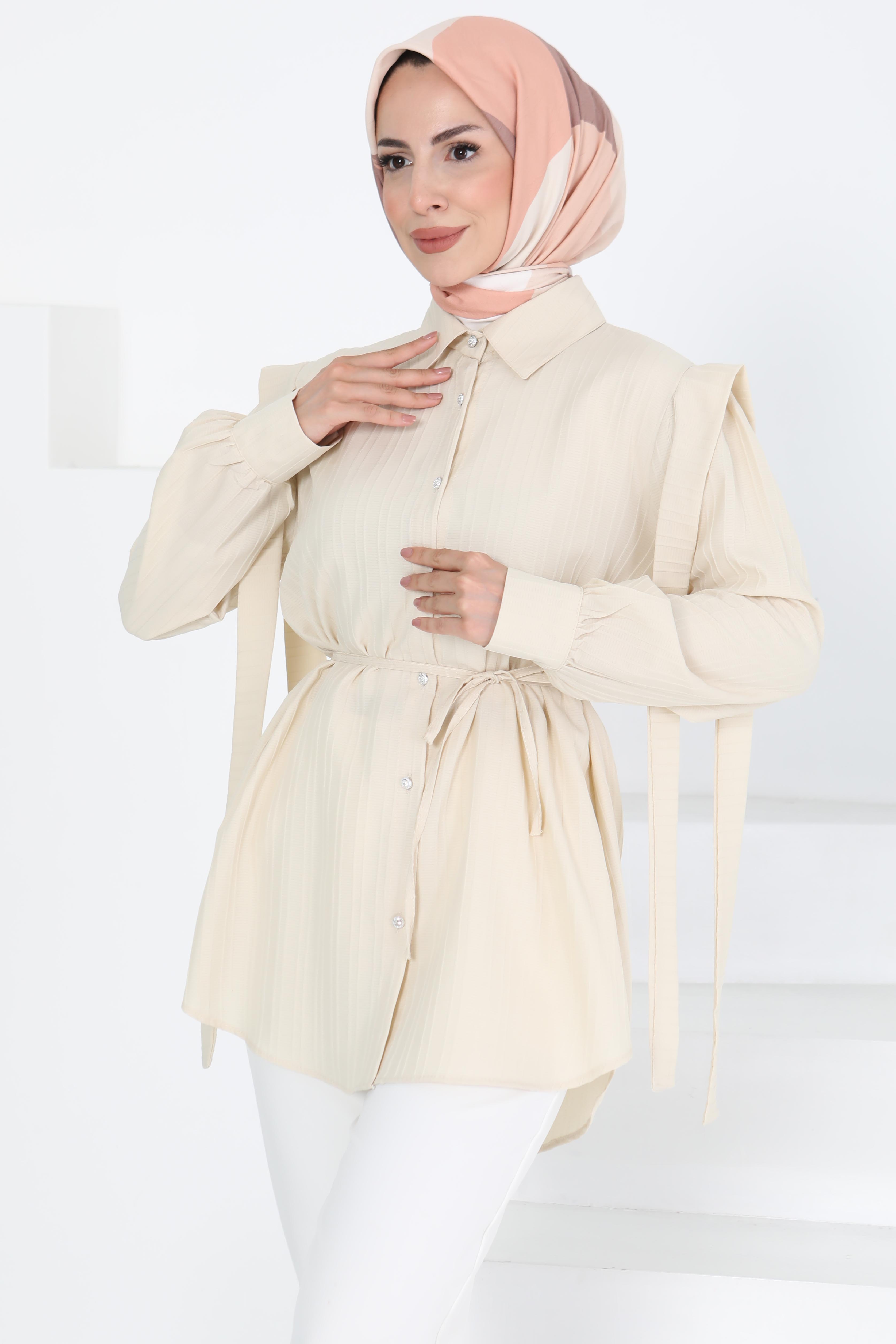 Omuz Bağlama Detaylı Tunik - 27195 - 3