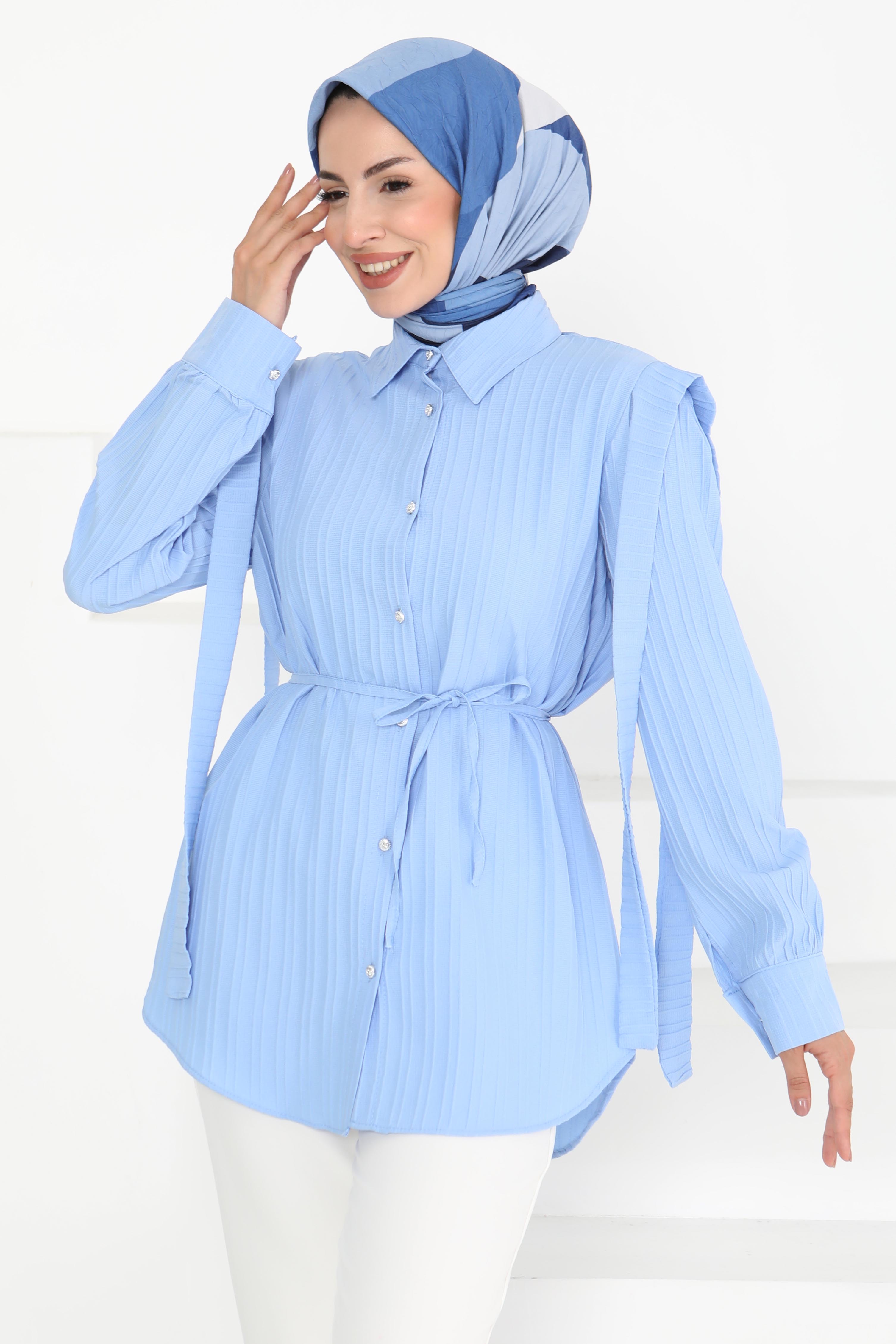 Omuz Bağlama Detaylı Tunik Bebe Mavi - 27195 - 1