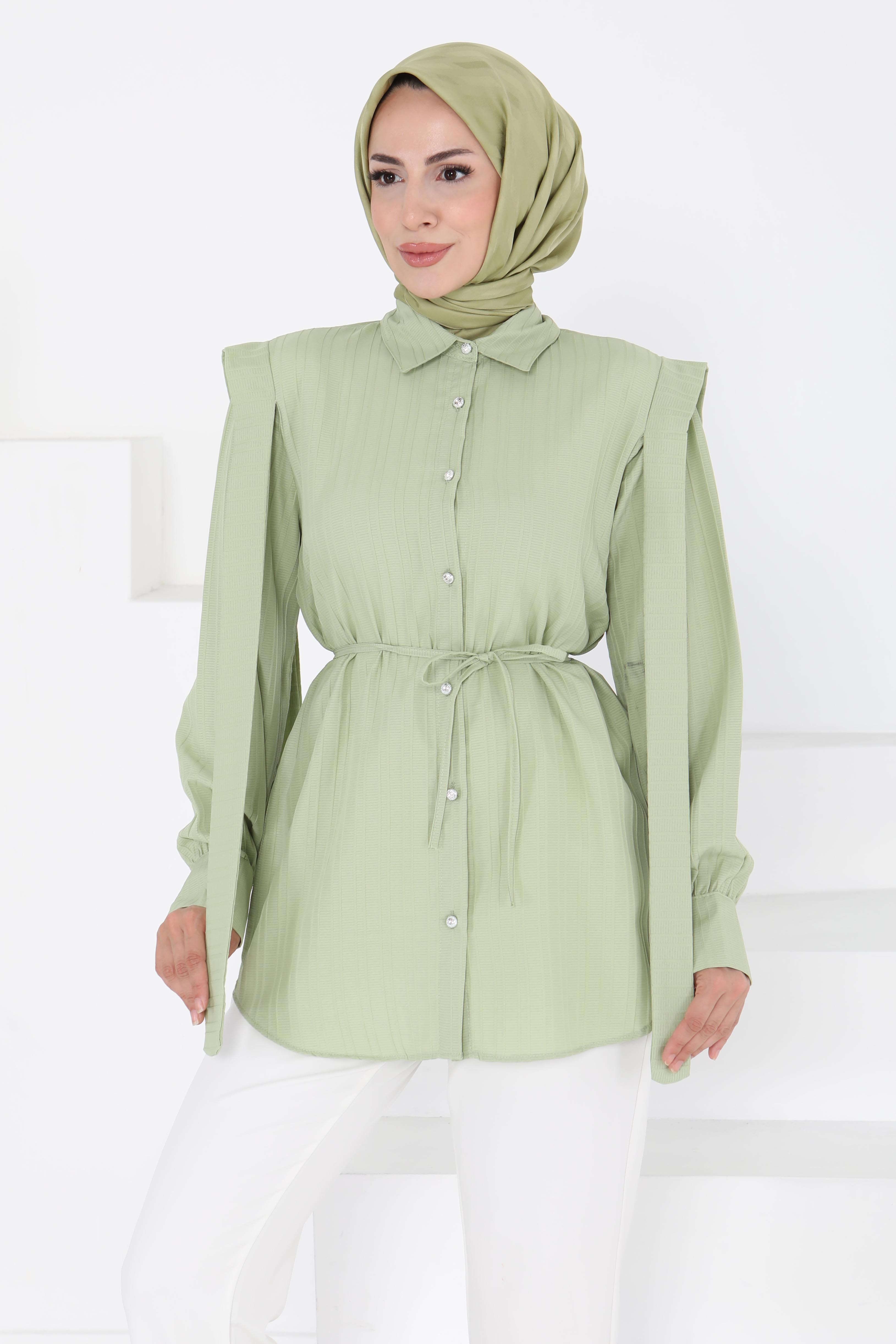 Omuz Bağlama Detaylı Tunik Haki - 27195 - 1