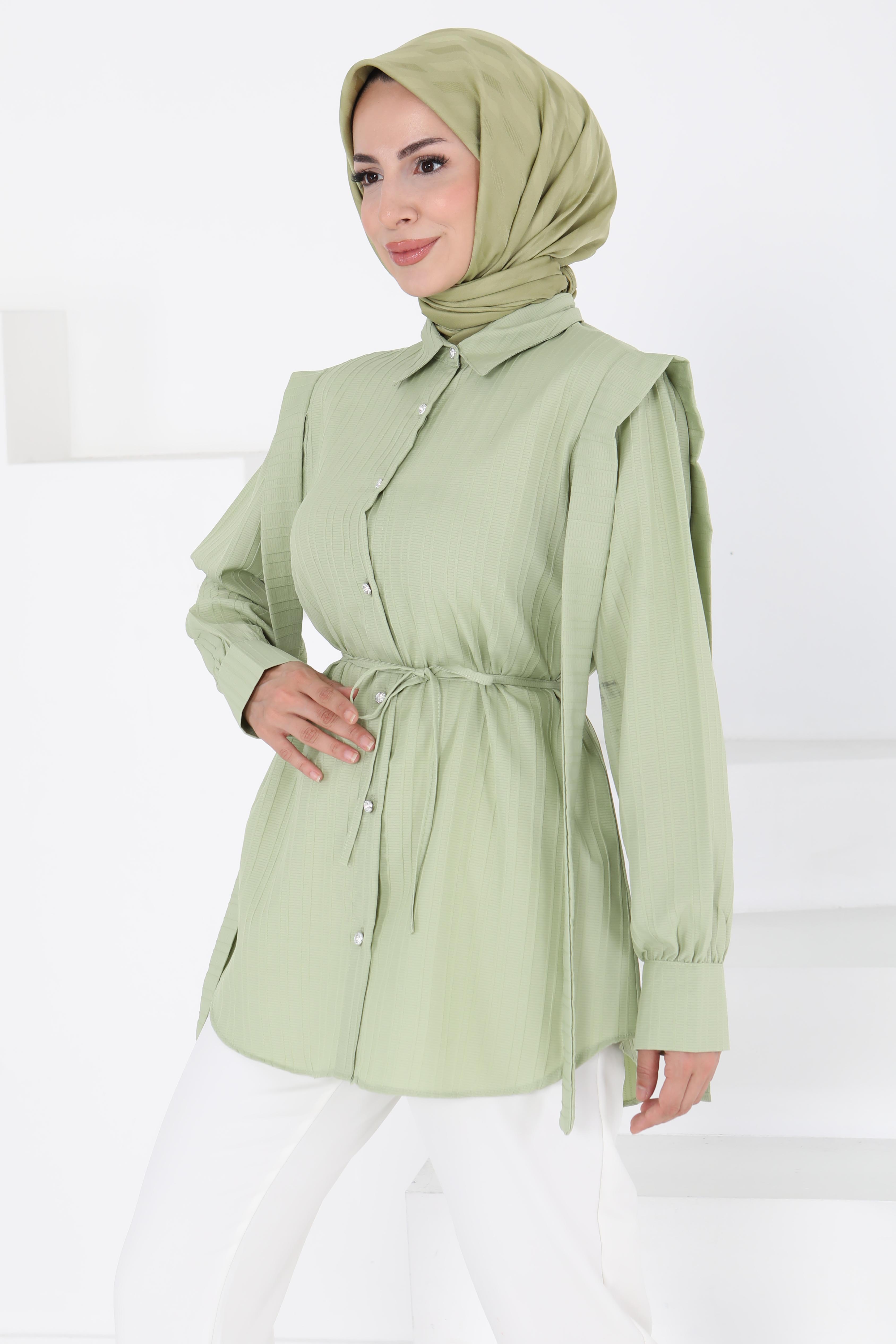 Omuz Bağlama Detaylı Tunik Haki - 27195 - 2