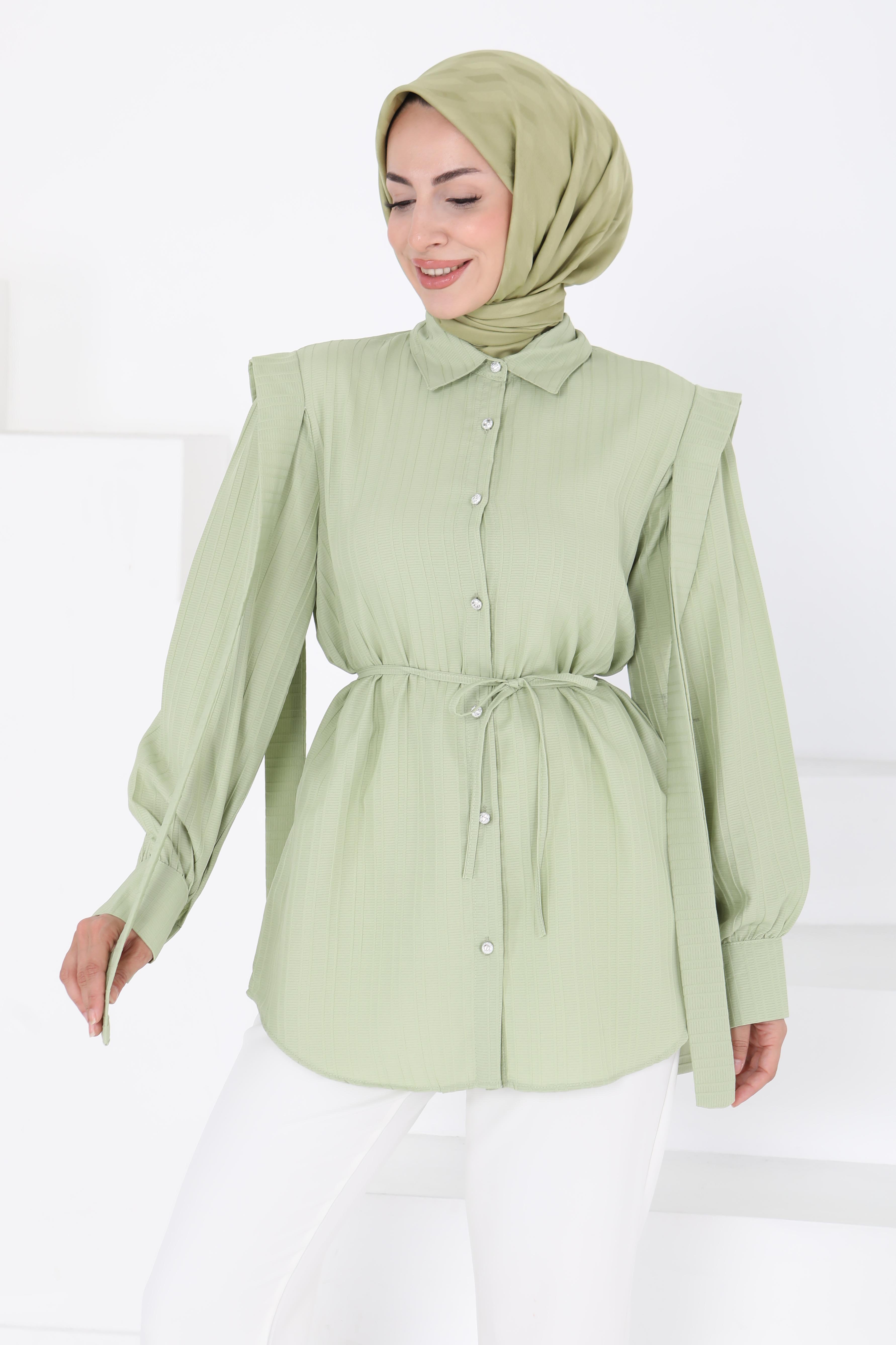Omuz Bağlama Detaylı Tunik Haki - 27195 - 3