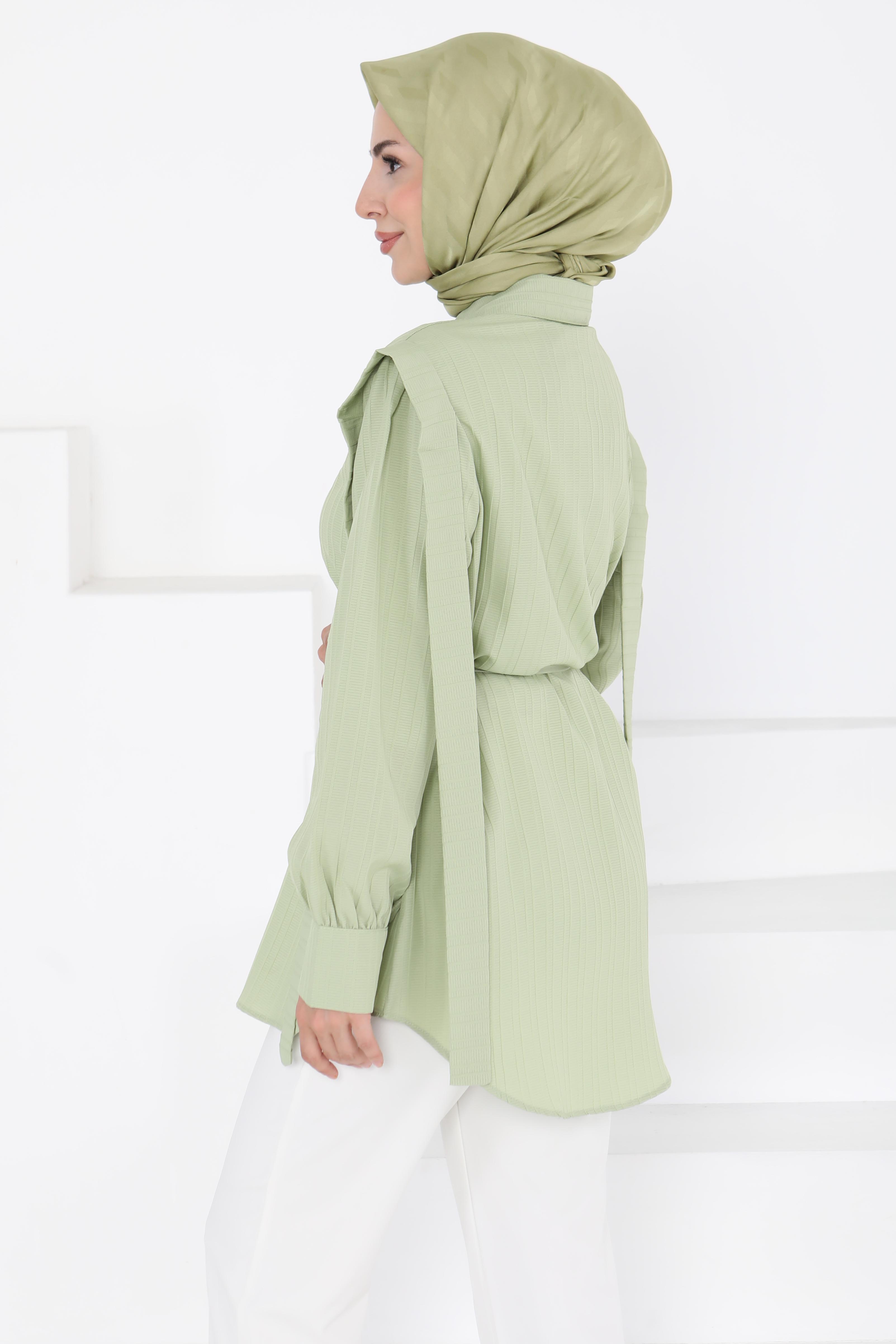 Omuz Bağlama Detaylı Tunik Haki - 27195 - 5