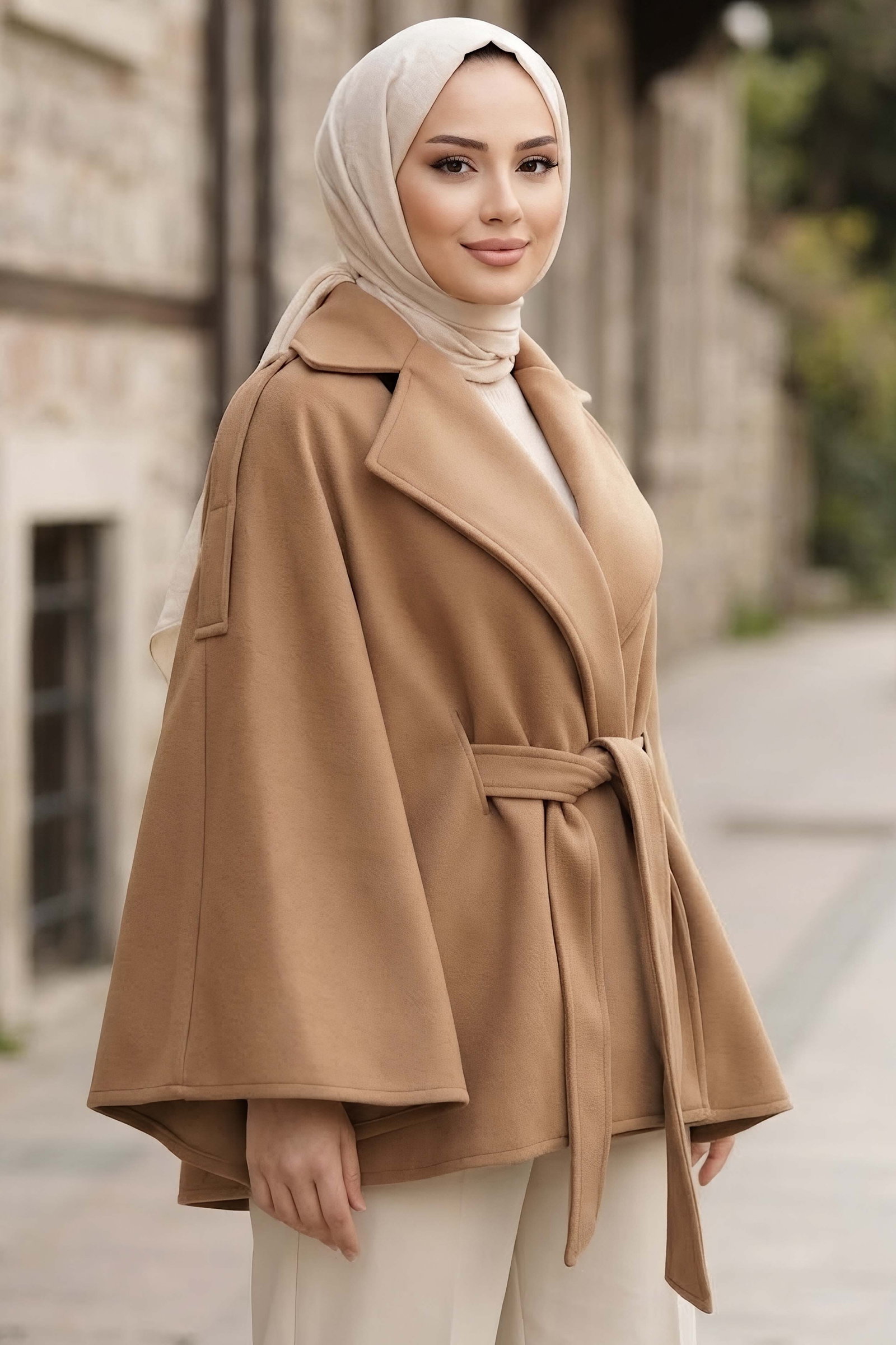 Omuz Payetli Pelerin Panço Camel - 29195-CAMEL - 2