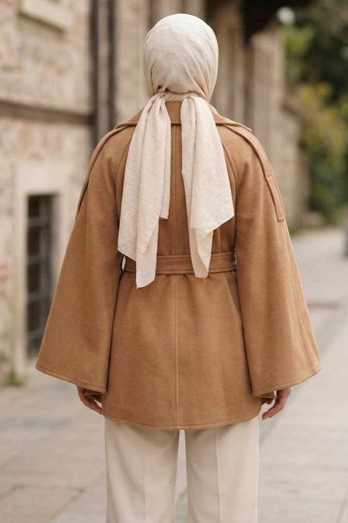 Omuz Payetli Pelerin Panço Camel - 29195-CAMEL - 3