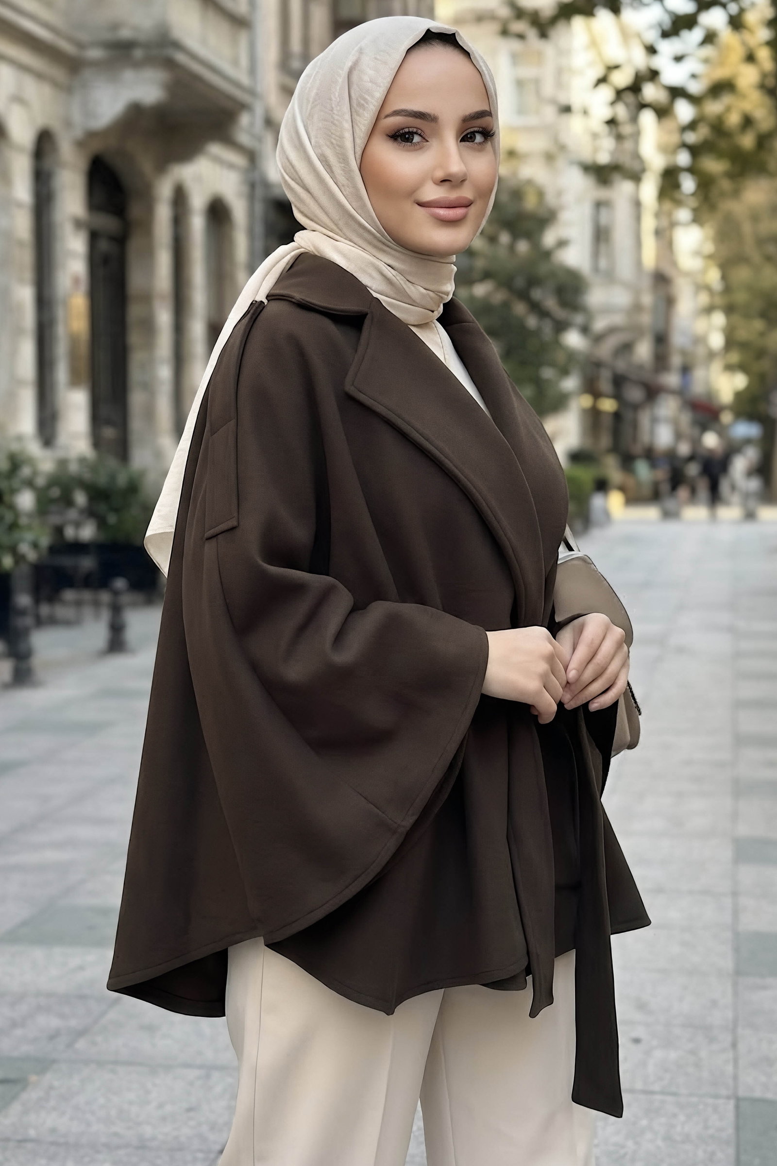 Omuz Payetli Pelerin Panço Kahve - 29195-KAHVE - 3