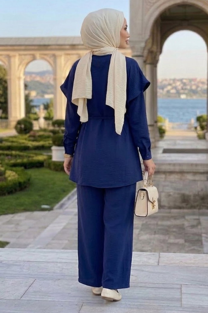 Omzu Pelerinli İkili Takım Lacivert - 28808-LACIVERT - 3