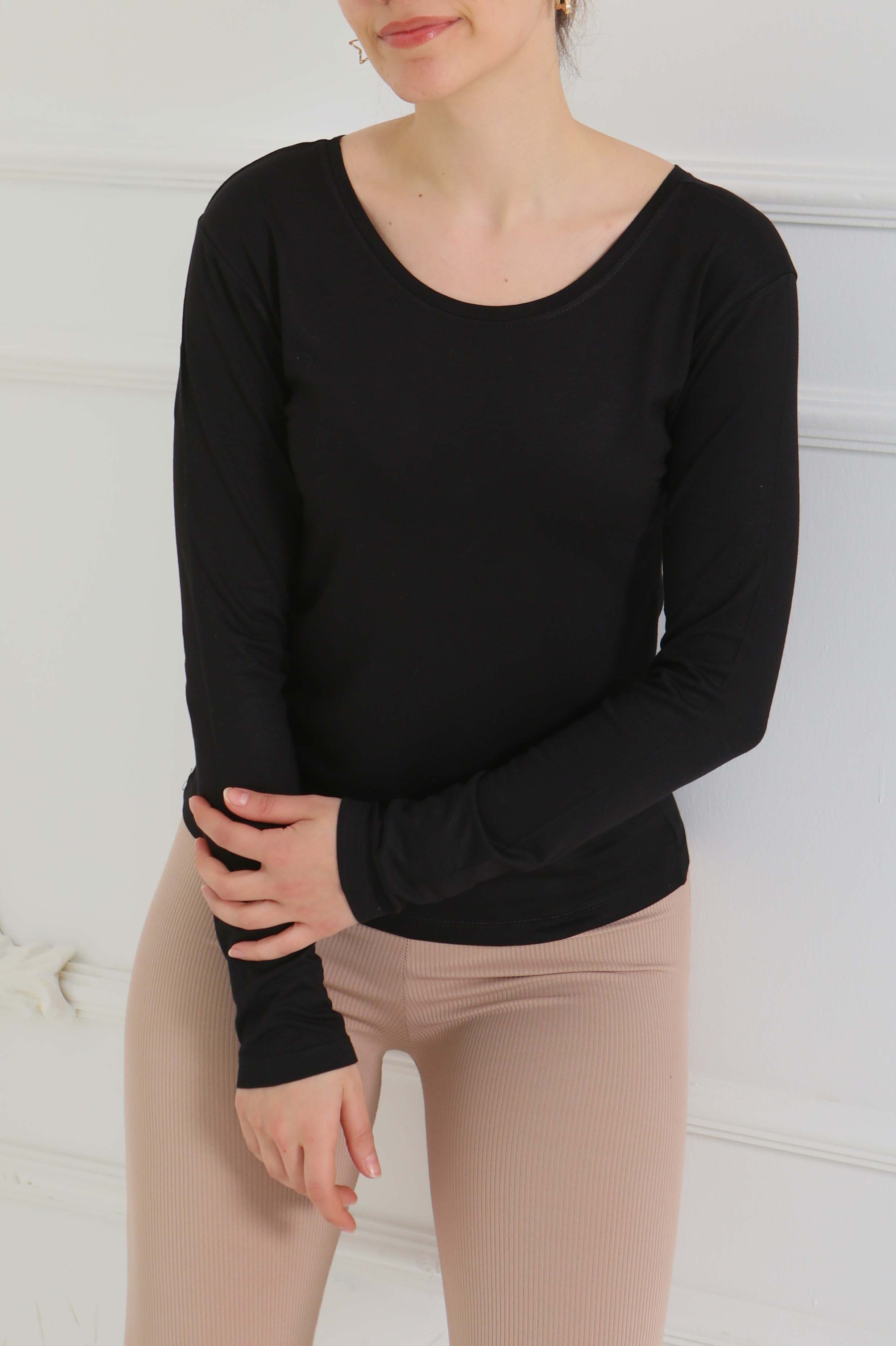 Ön ve Arka Oval Yaka Badi Siyah - 26829 - 5
