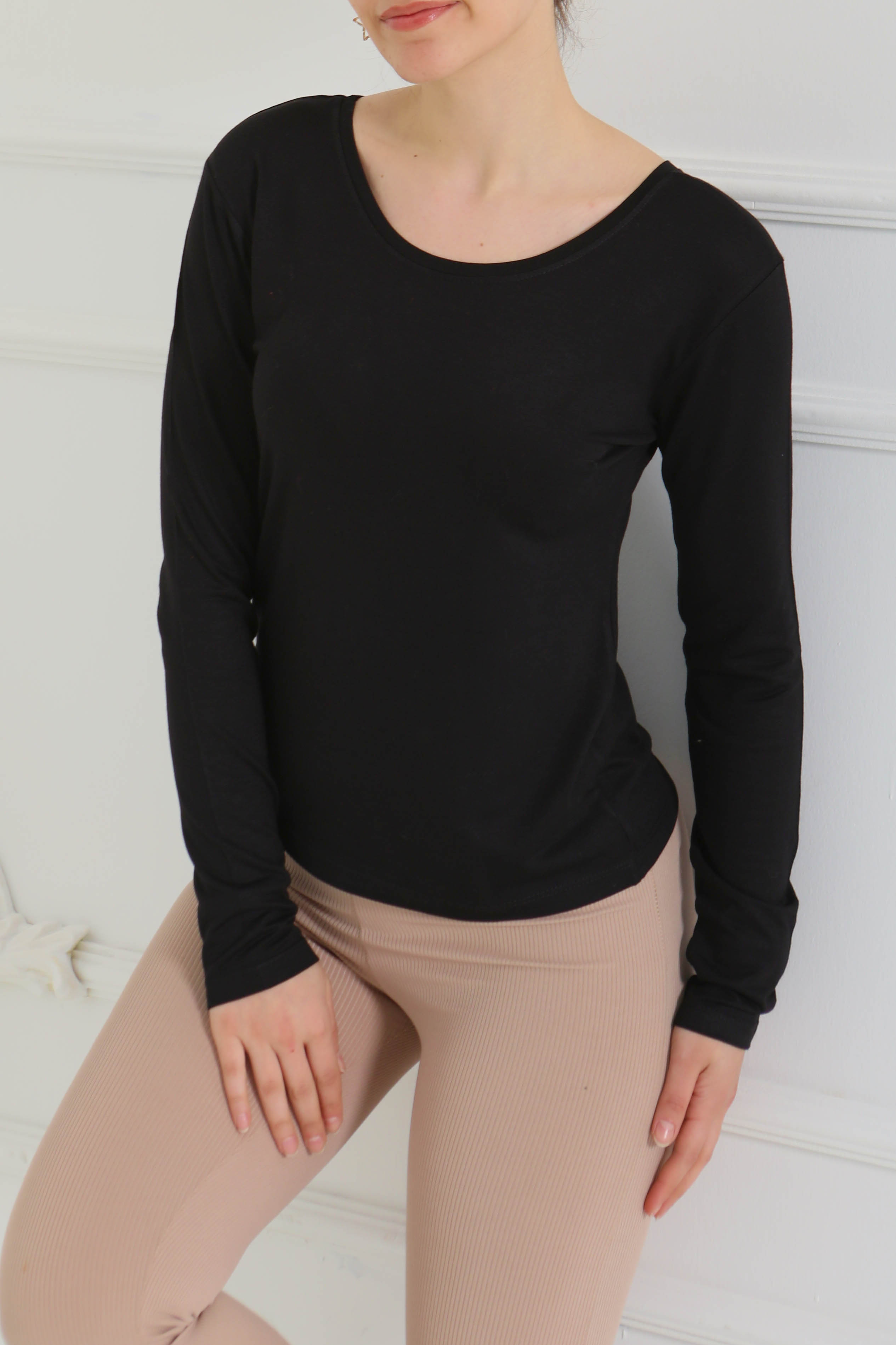 Ön ve Arka Oval Yaka Badi Siyah - 26829 - 6